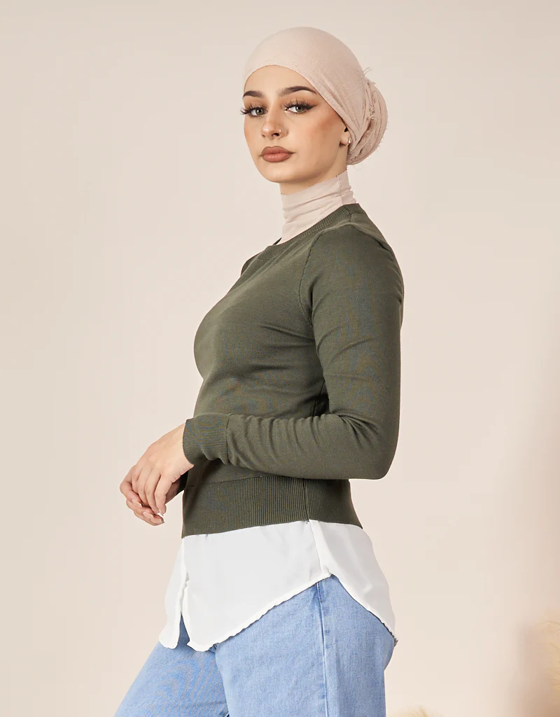 Knit Chiffon Shirt Jumper - Image 21
