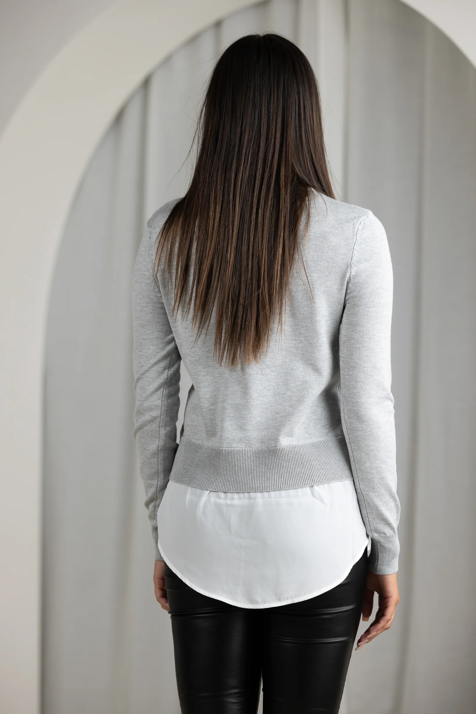 Knit Chiffon Shirt Jumper - Image 8