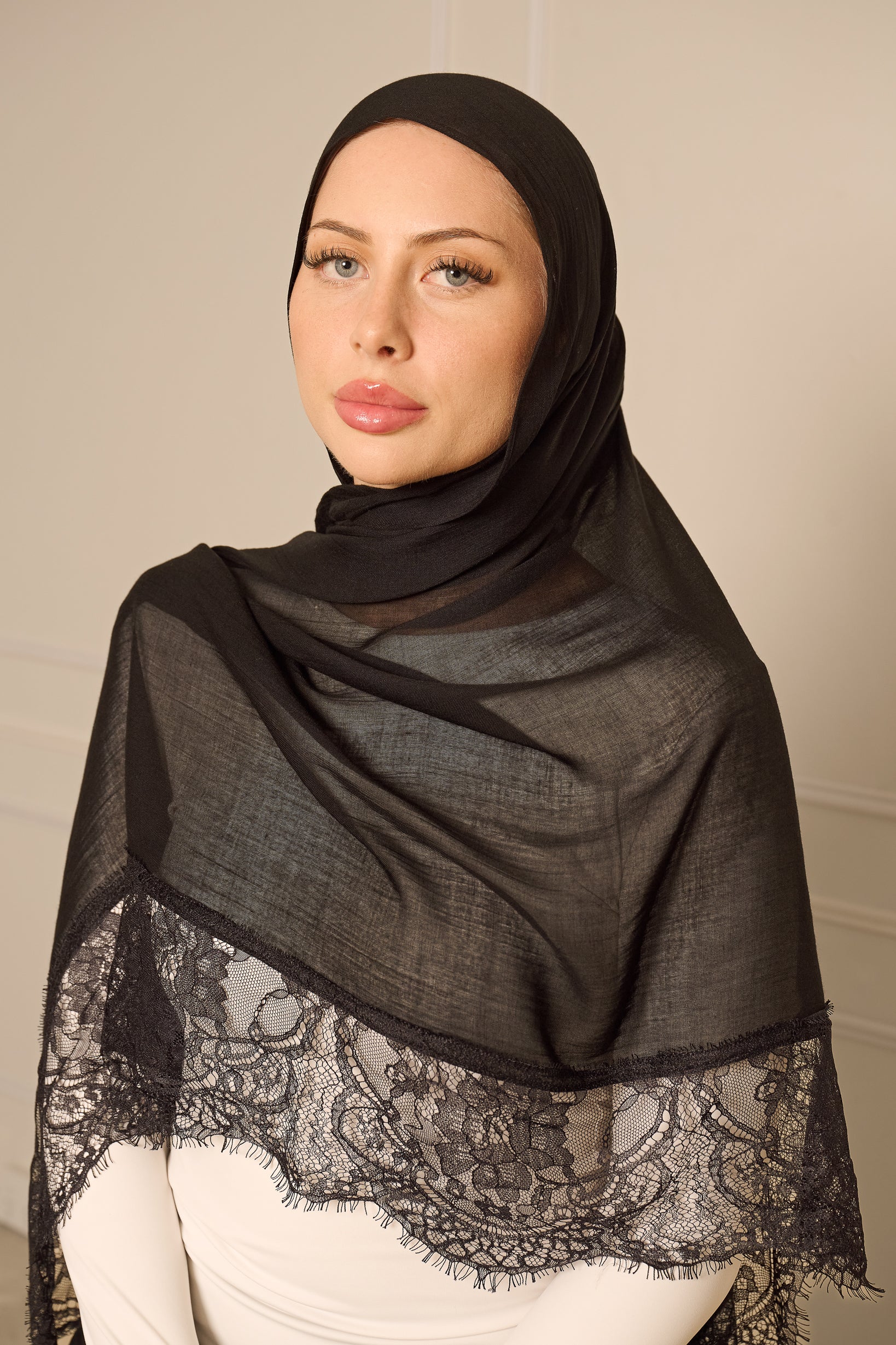 Lace Modal Shawl - Shades of Black - Image 2