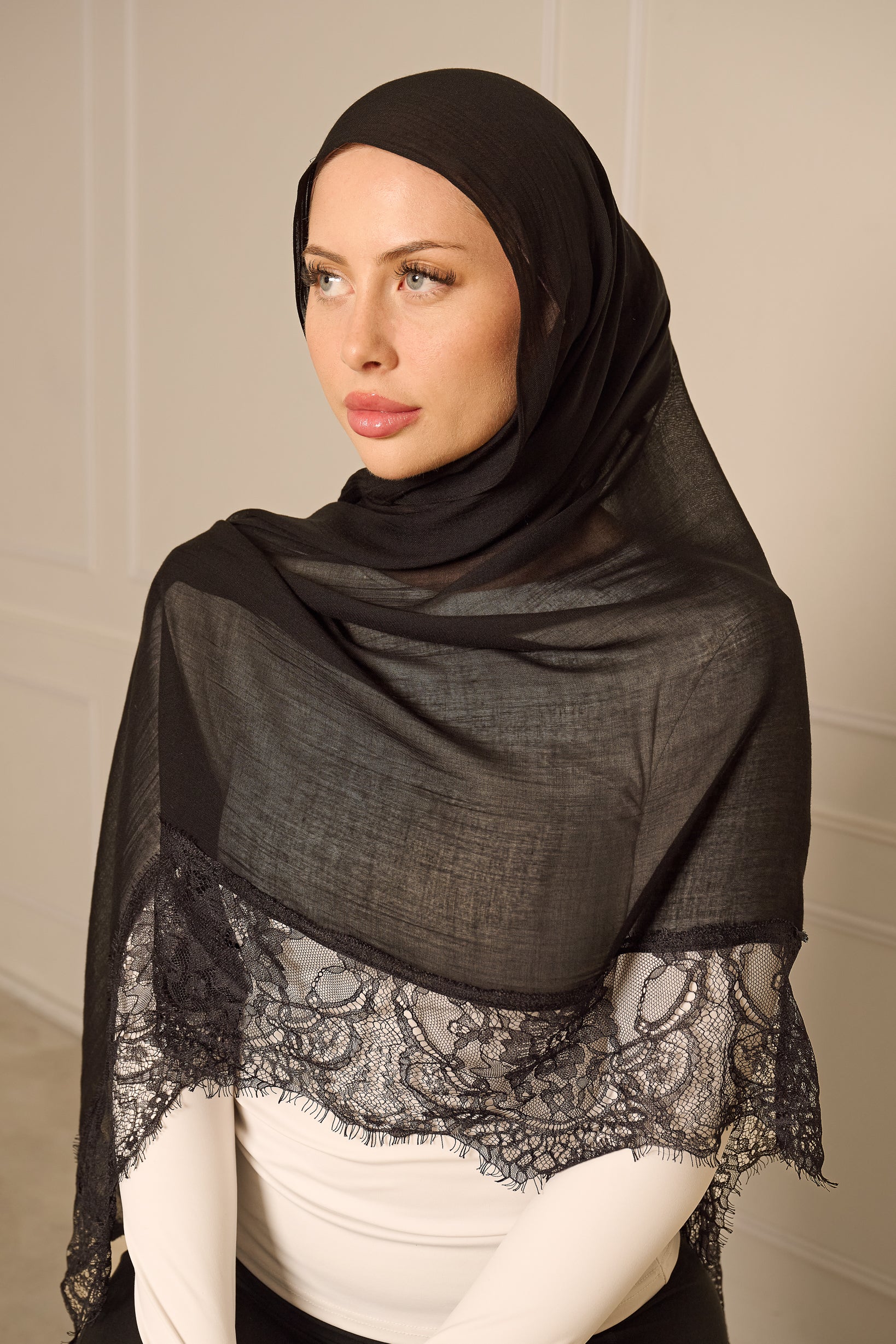 Lace Modal Shawl - Shades of Black - Image 4