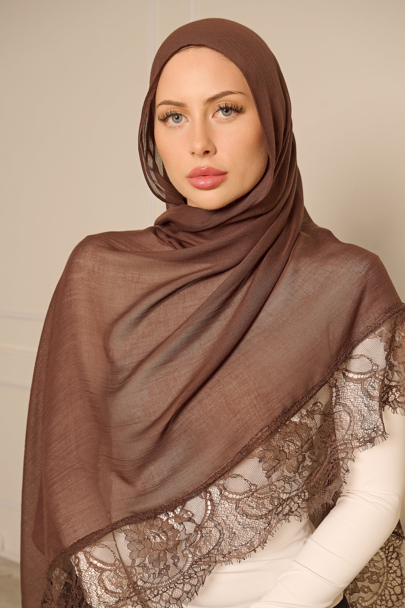 Lace Modal Shawl - Shades of Brown