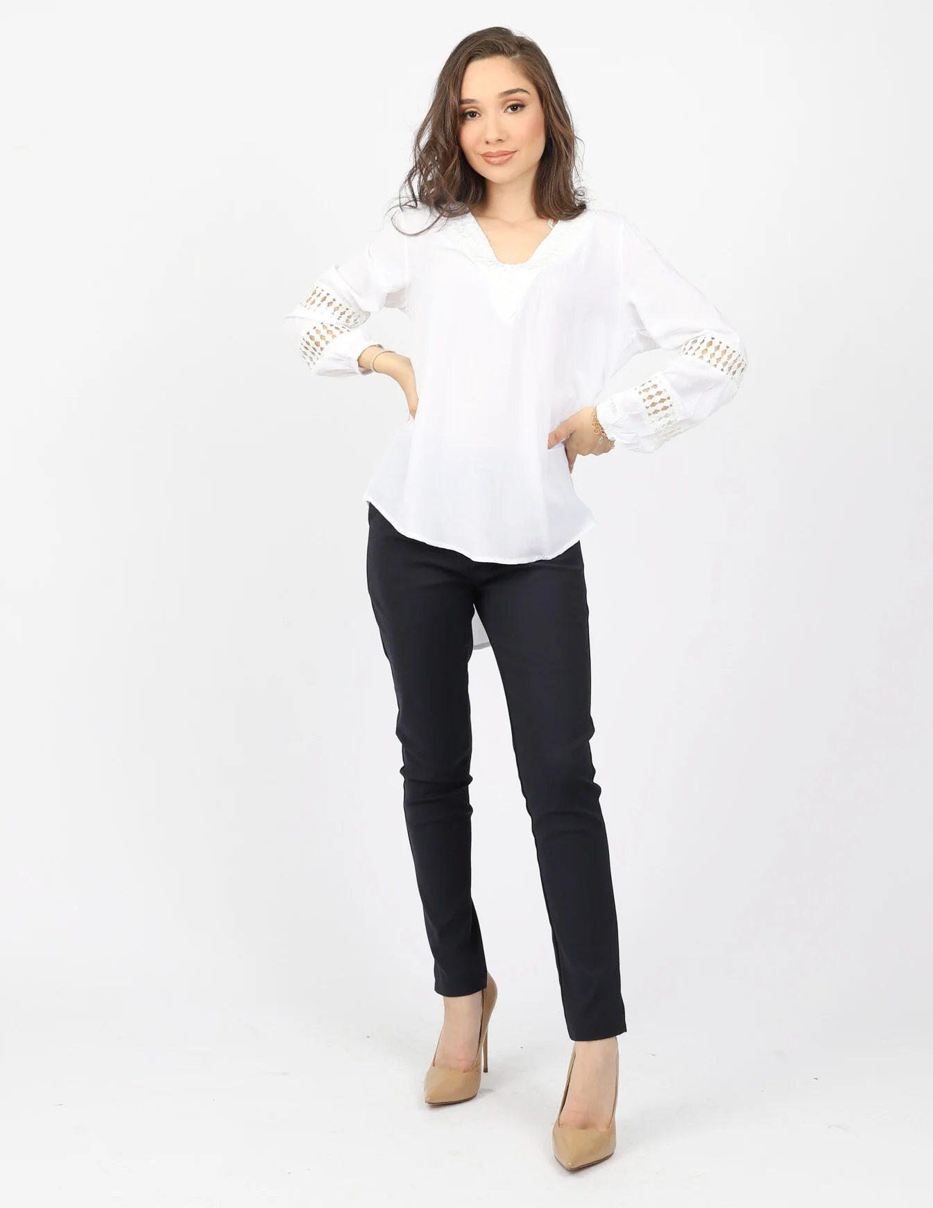 Lace Trim V Blouse - Image 11