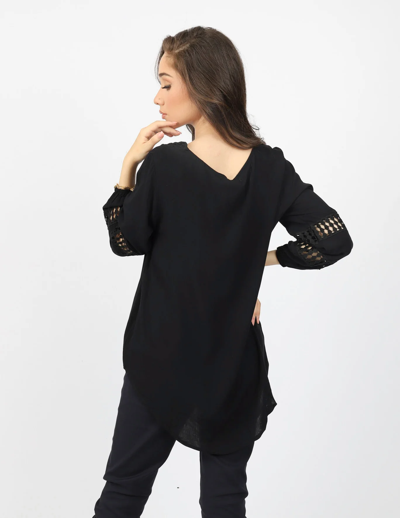 Lace Trim V Blouse - Image 4