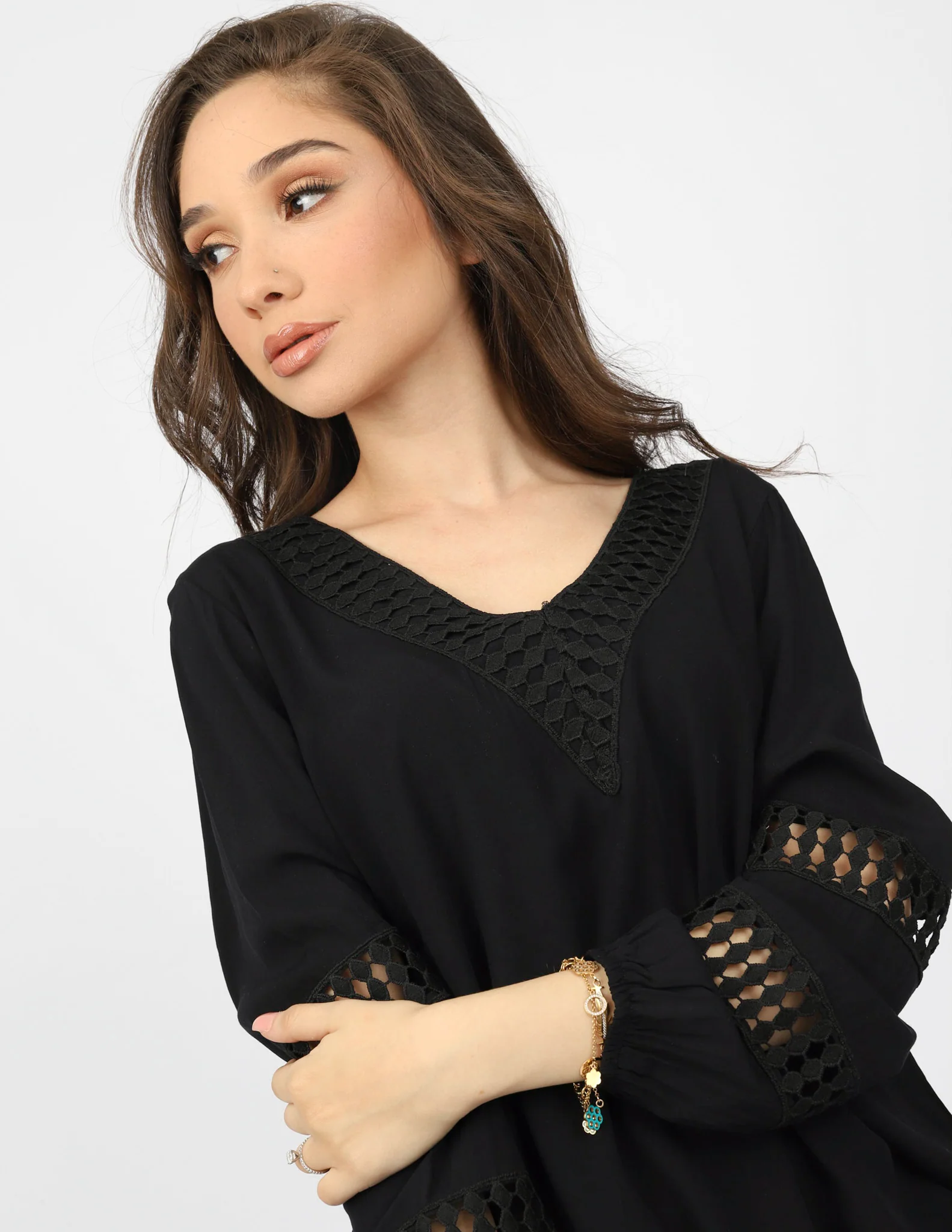 Lace Trim V Blouse - Image 5