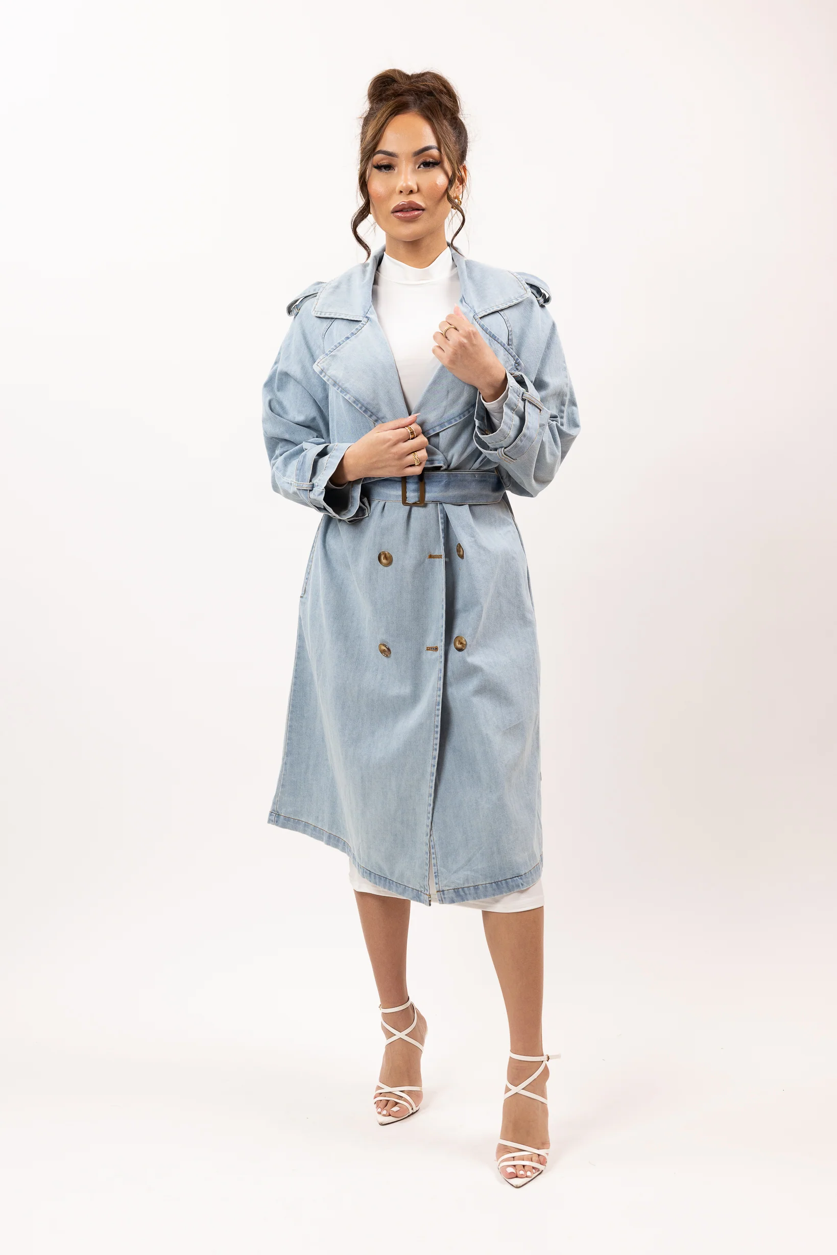 Light Denim Trench Coat - Image 2