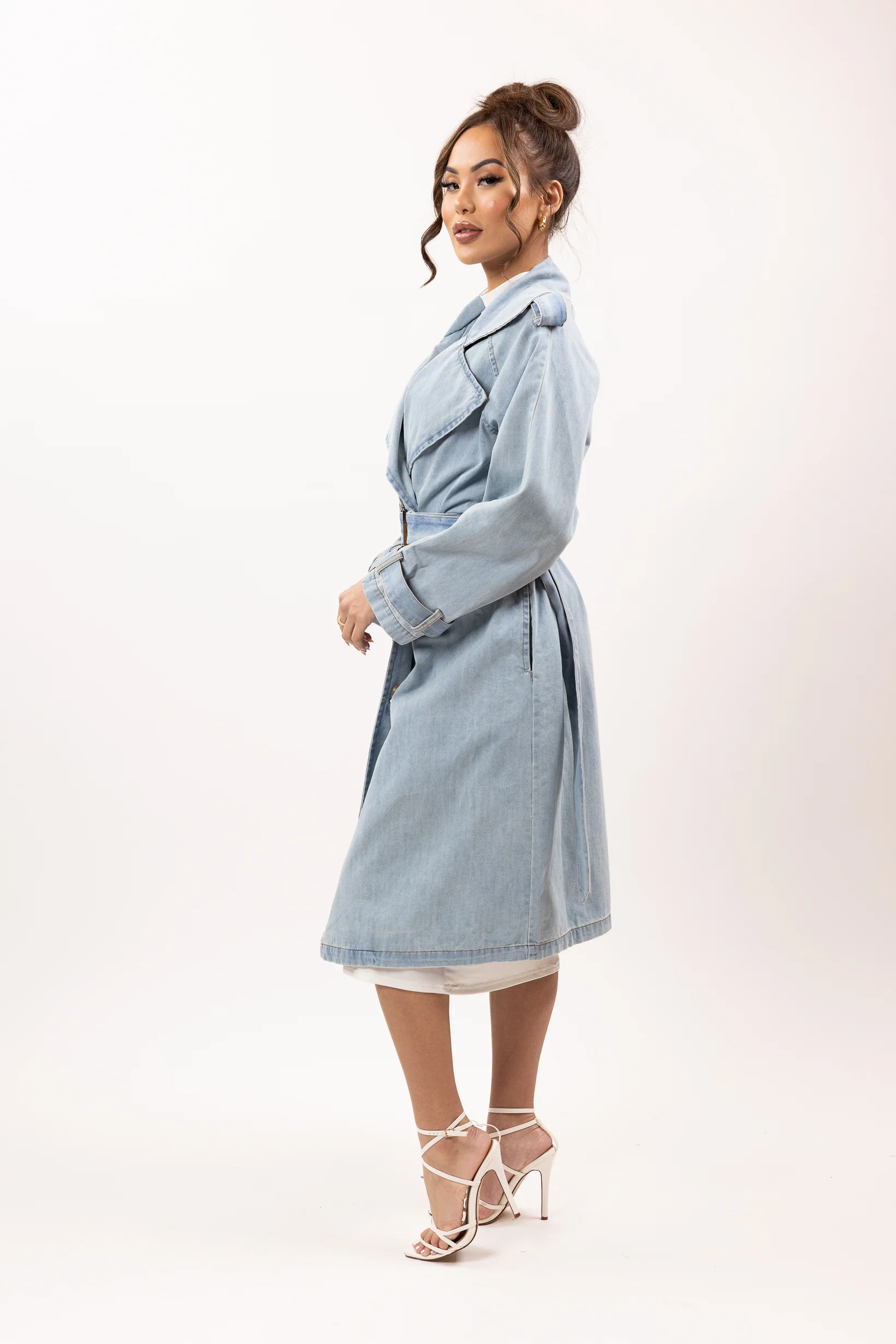 Light Denim Trench Coat - Image 5