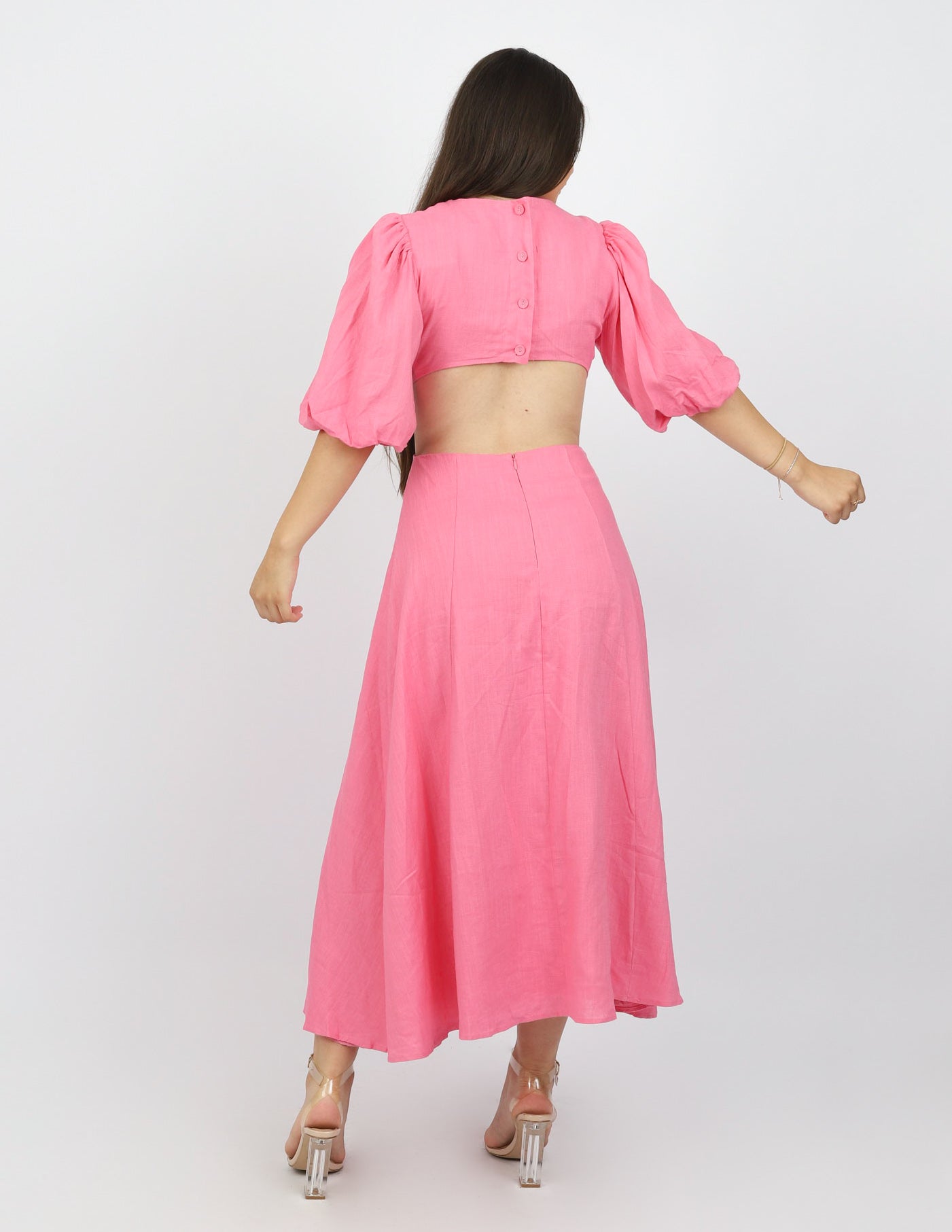 Linen Lantern Sleeve Dress - Image 13