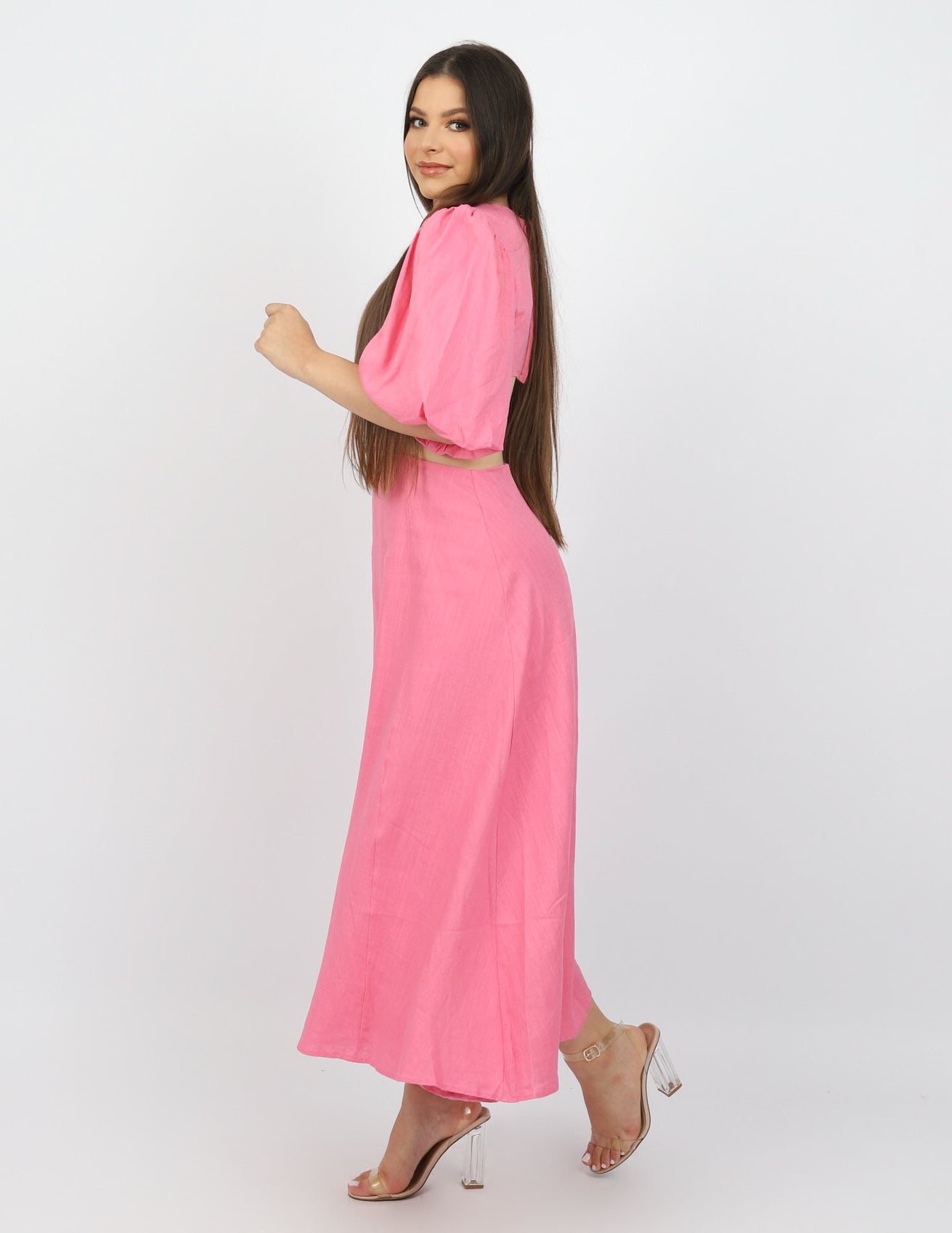 Linen Lantern Sleeve Dress - Image 15
