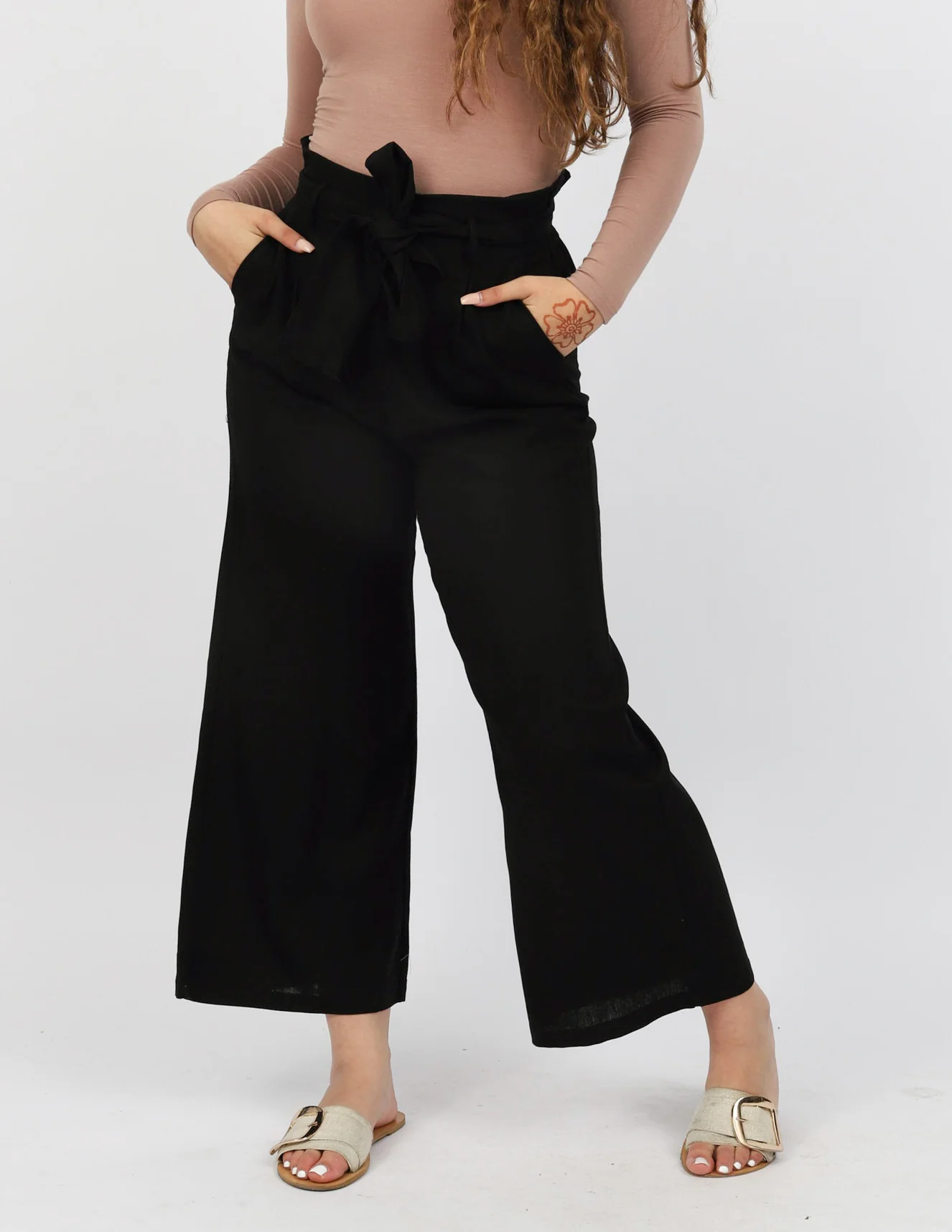 Linen Ruffle Top Pants Wide Leg - Image 9
