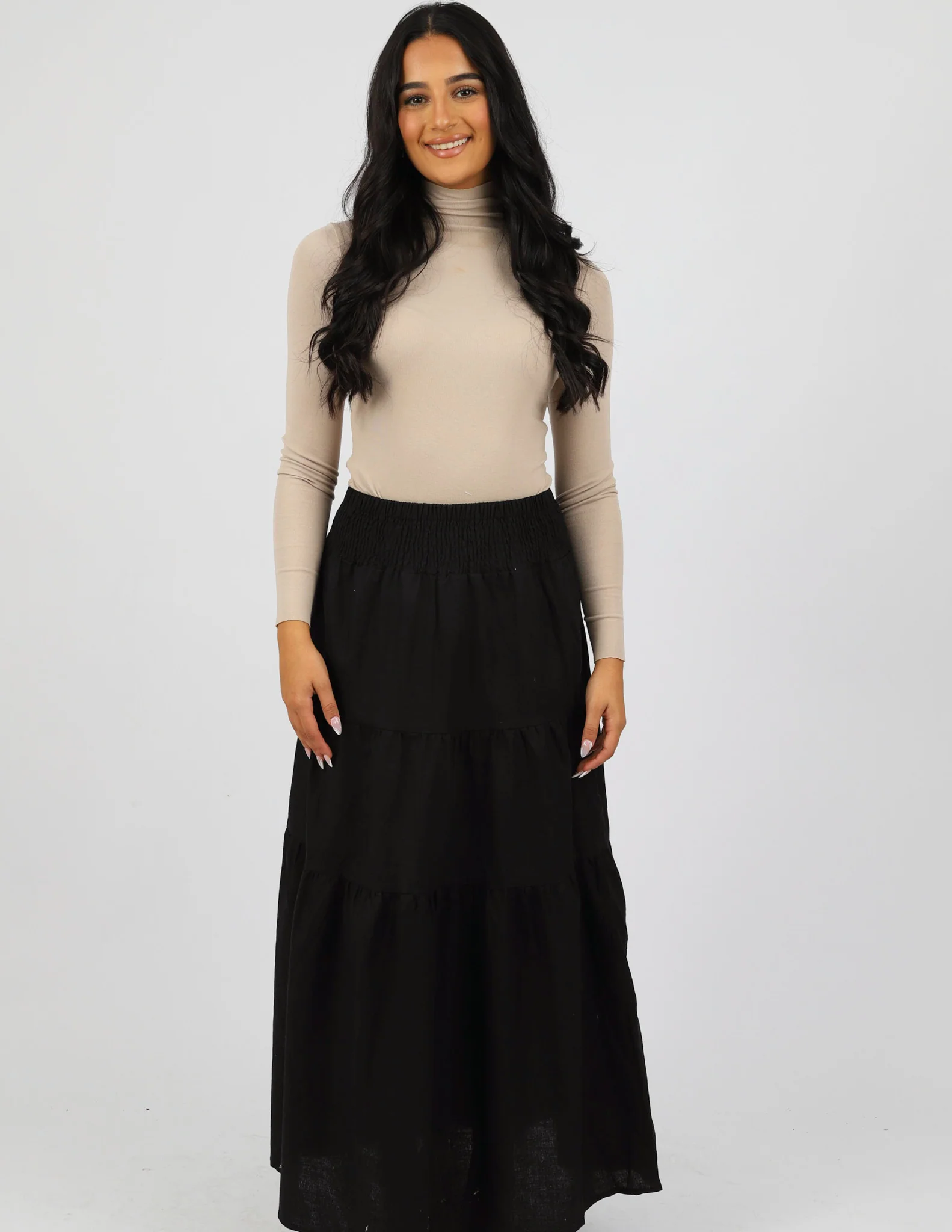 Linen Tiered Maxi Skirt - Image 3