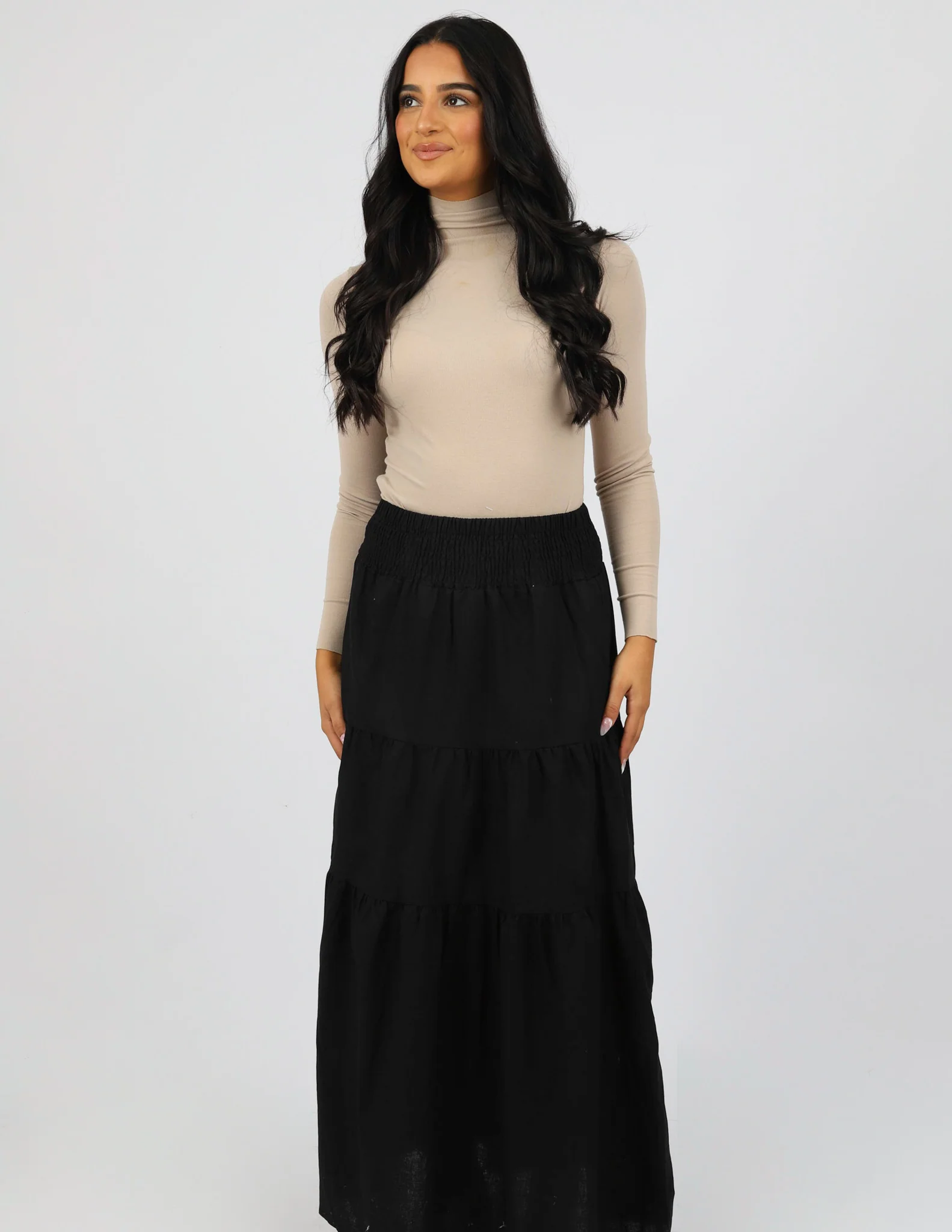 Linen Tiered Maxi Skirt - Image 6