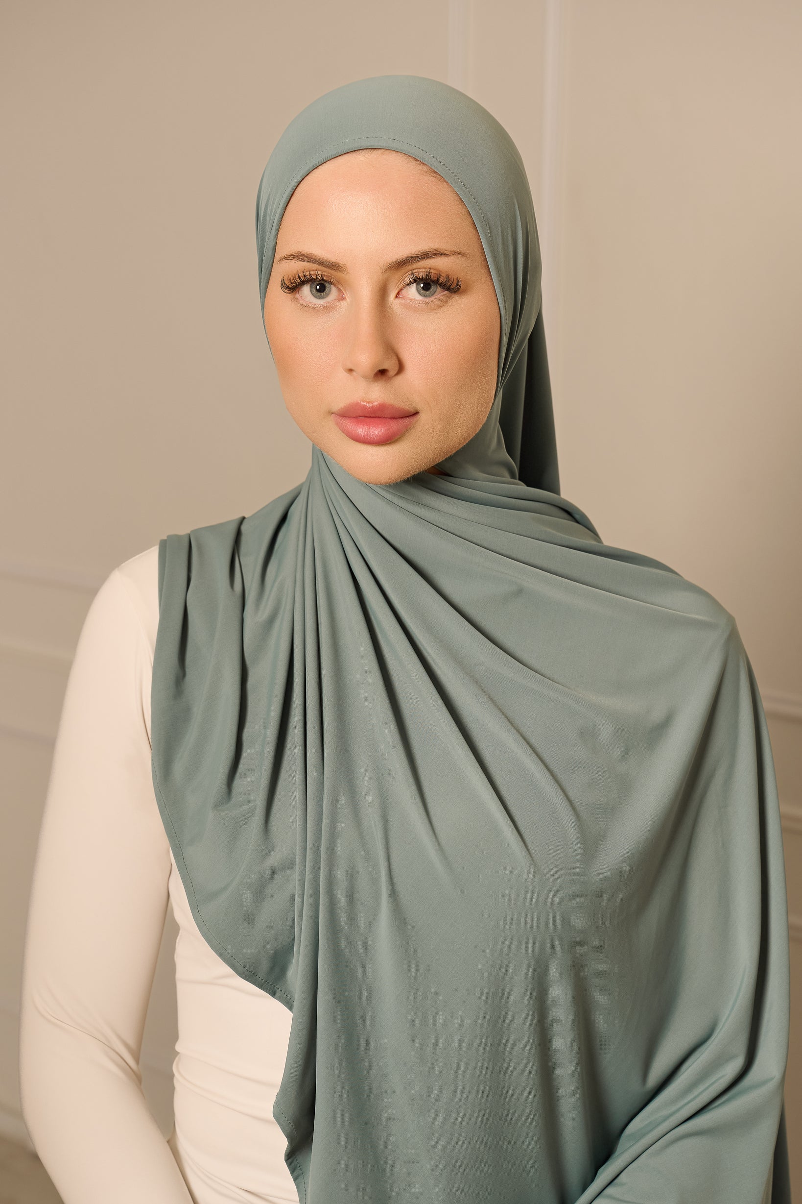 Liquid Jersey Shawl - Shades of Green - Image 8