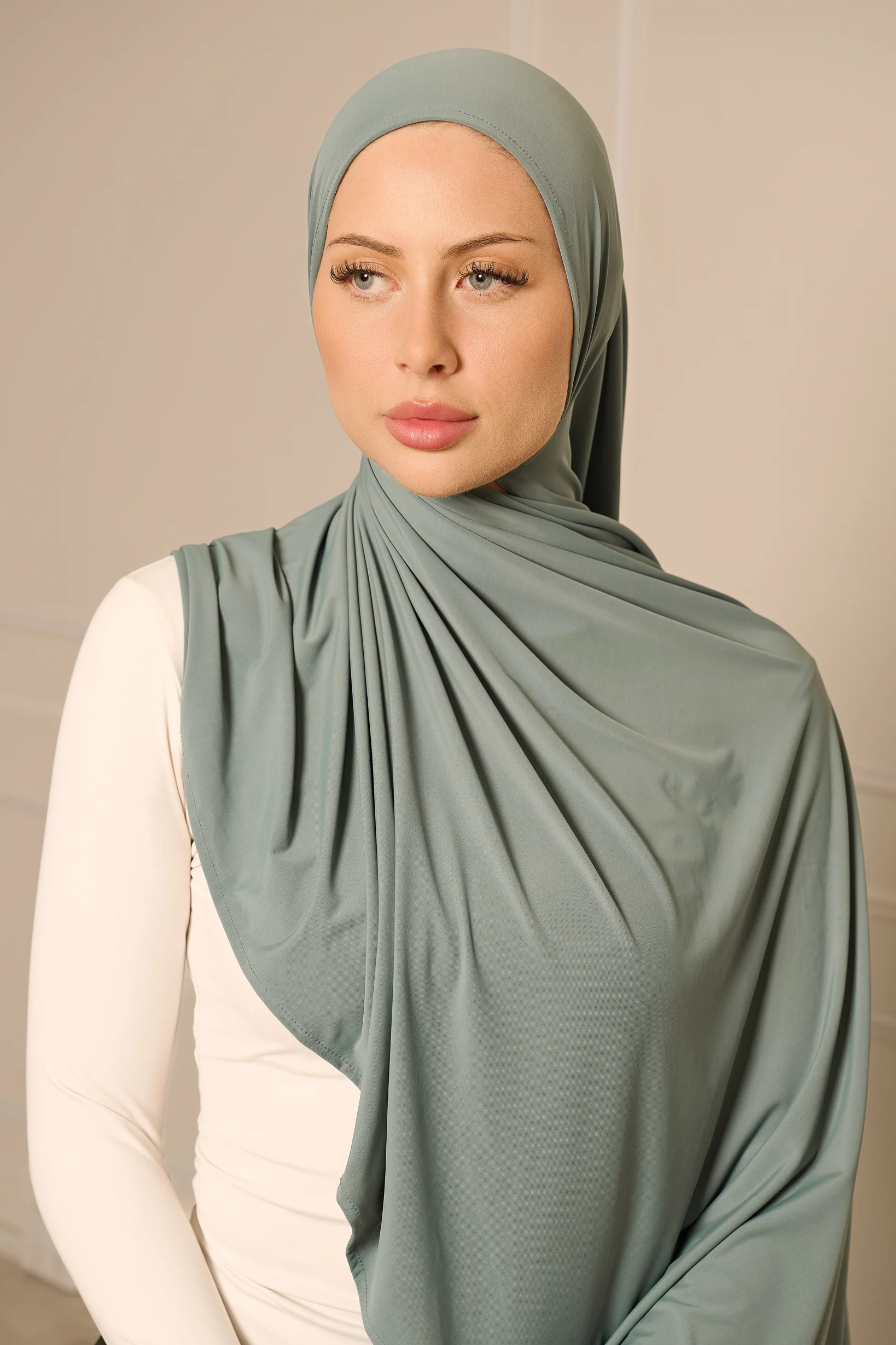 Liquid Jersey Shawl - Shades of Green - Image 9