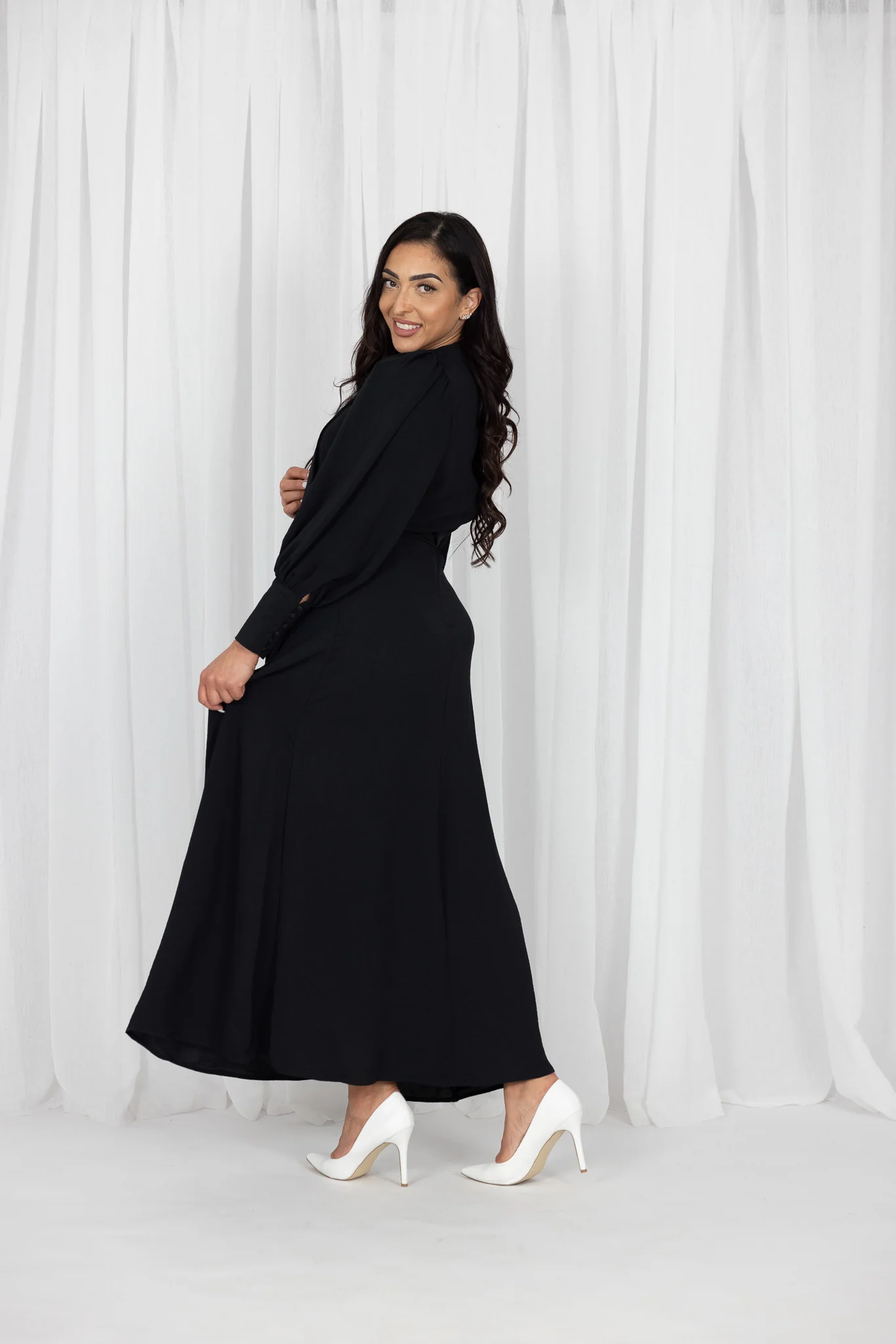 Lucine Tie Neck Maxi Dress - Image 14