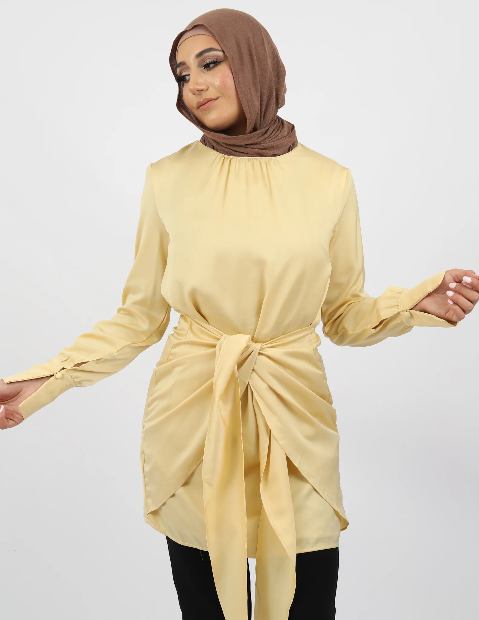 Lux Satin Tie Midi Dress - Image 10