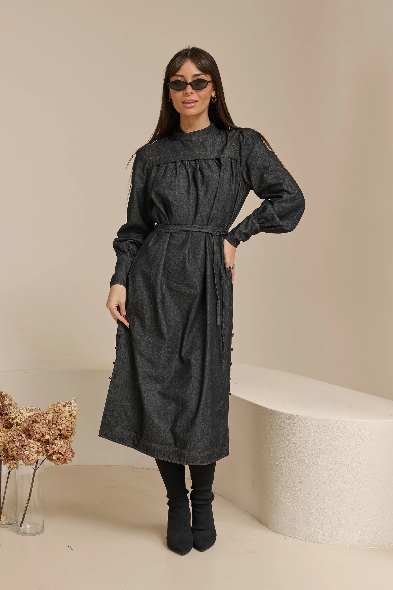 Miraj Denim Midi Dress - Image 3