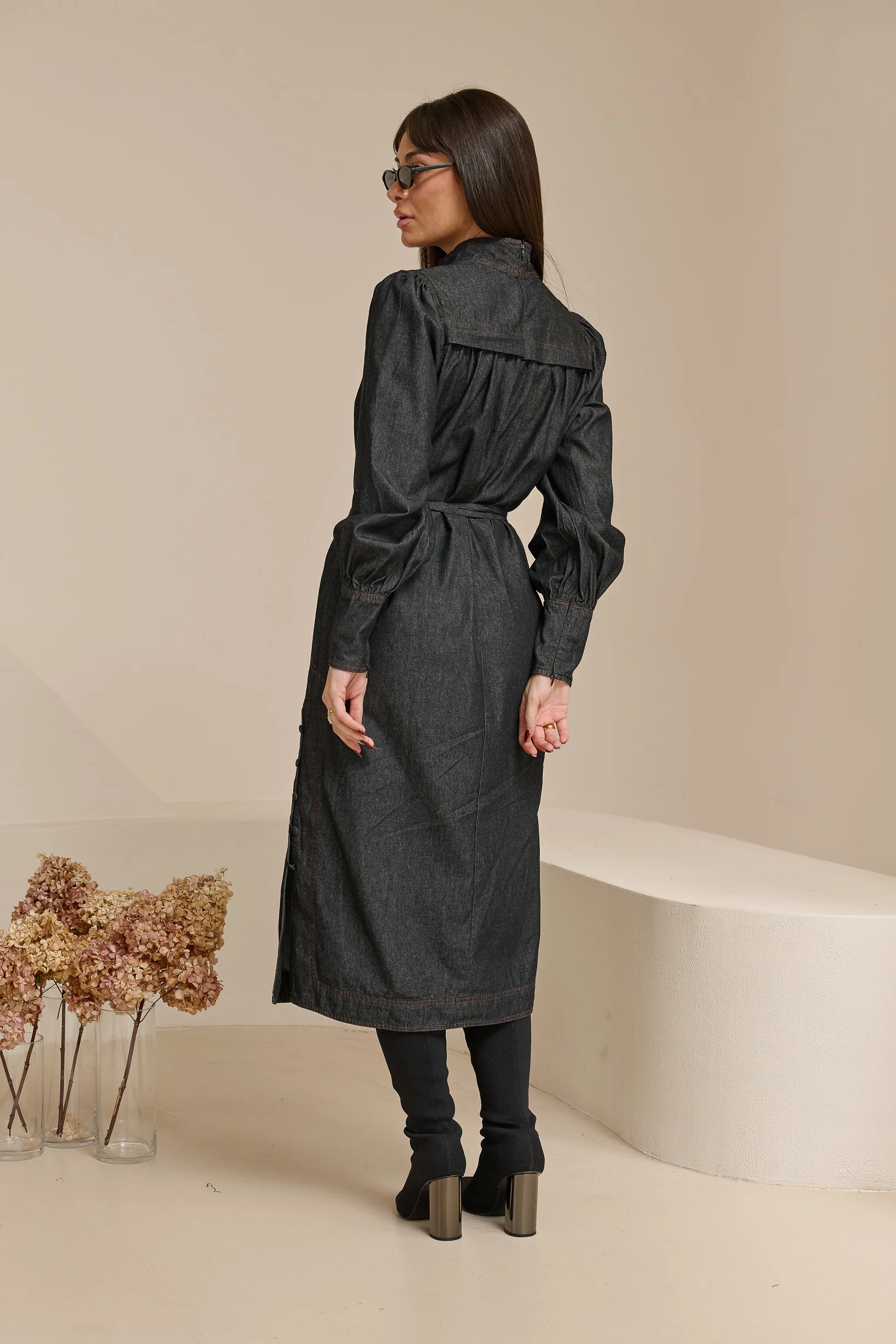 Miraj Denim Midi Dress - Image 6