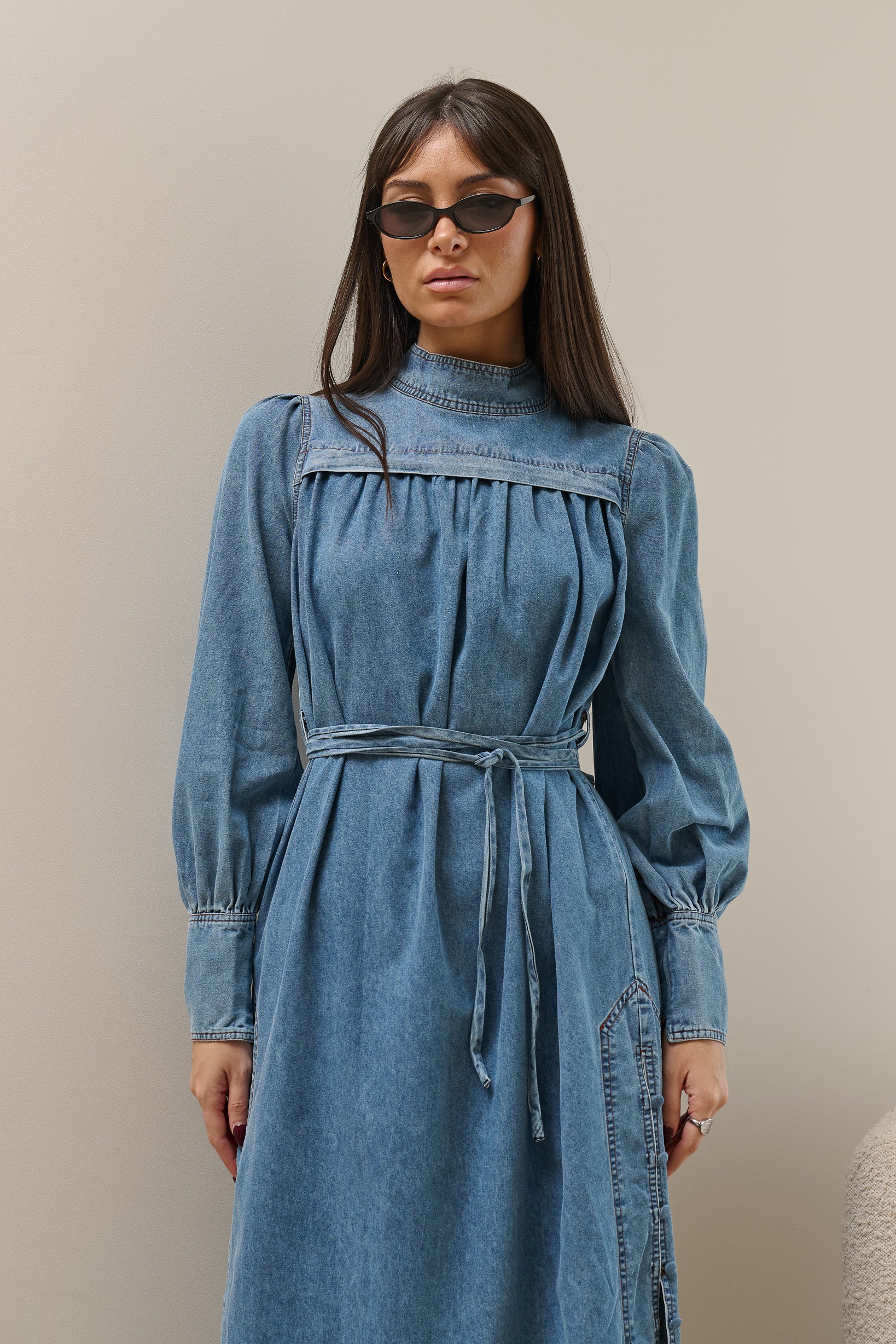 Miraj Denim Midi Dress - Image 8