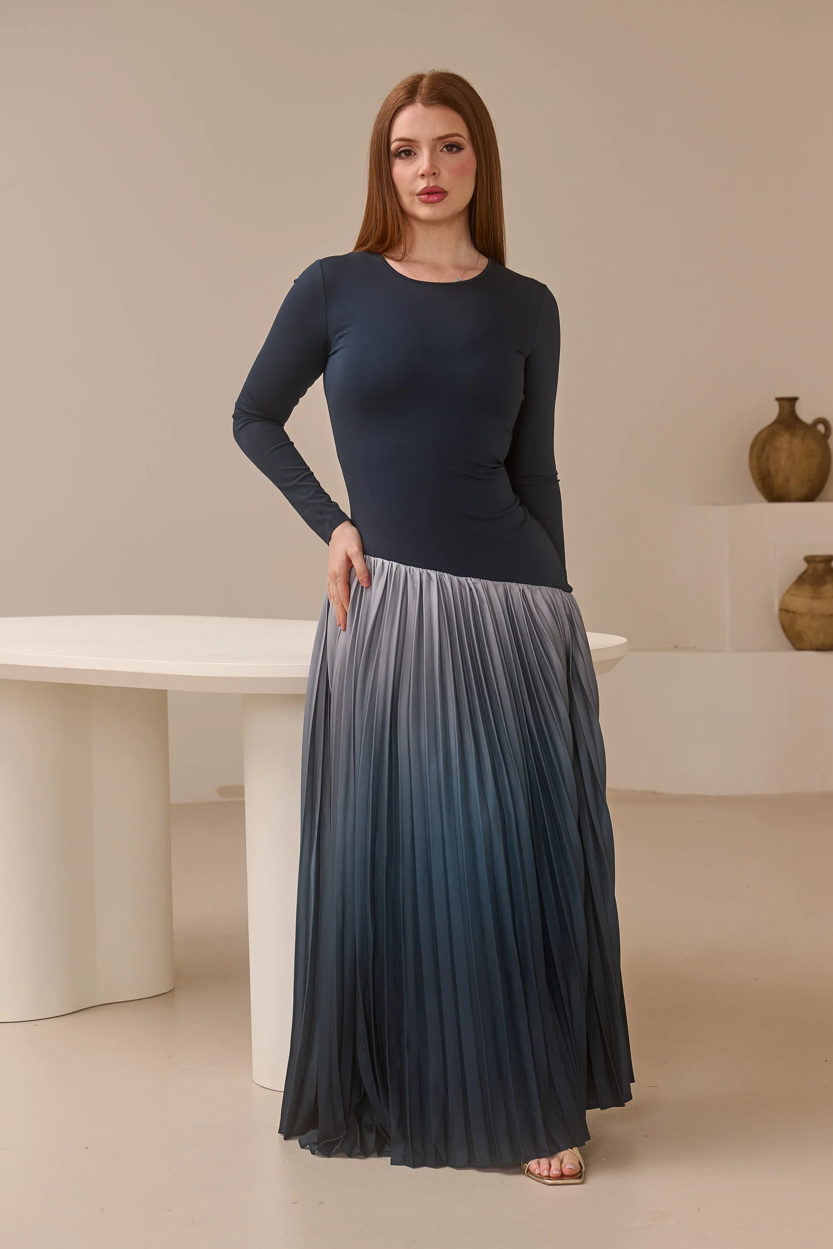 Miraj Ombre Pleat Dress - Image 8
