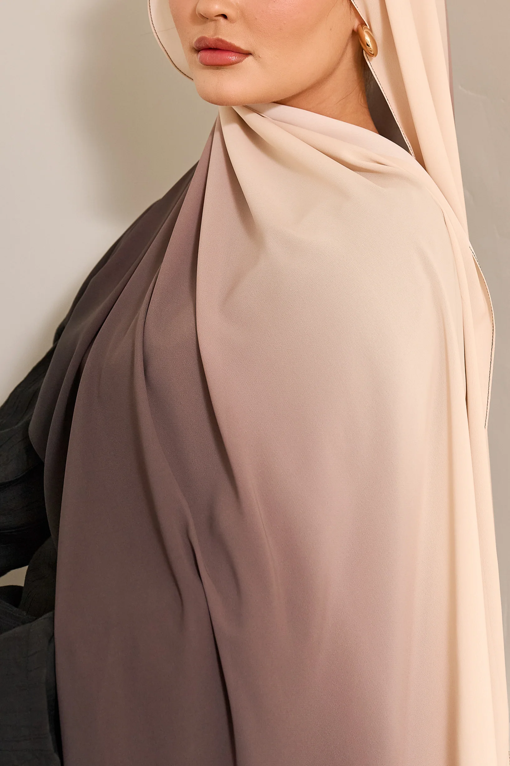 Ombre Chiffon Shawl - Shades of Black - Image 2