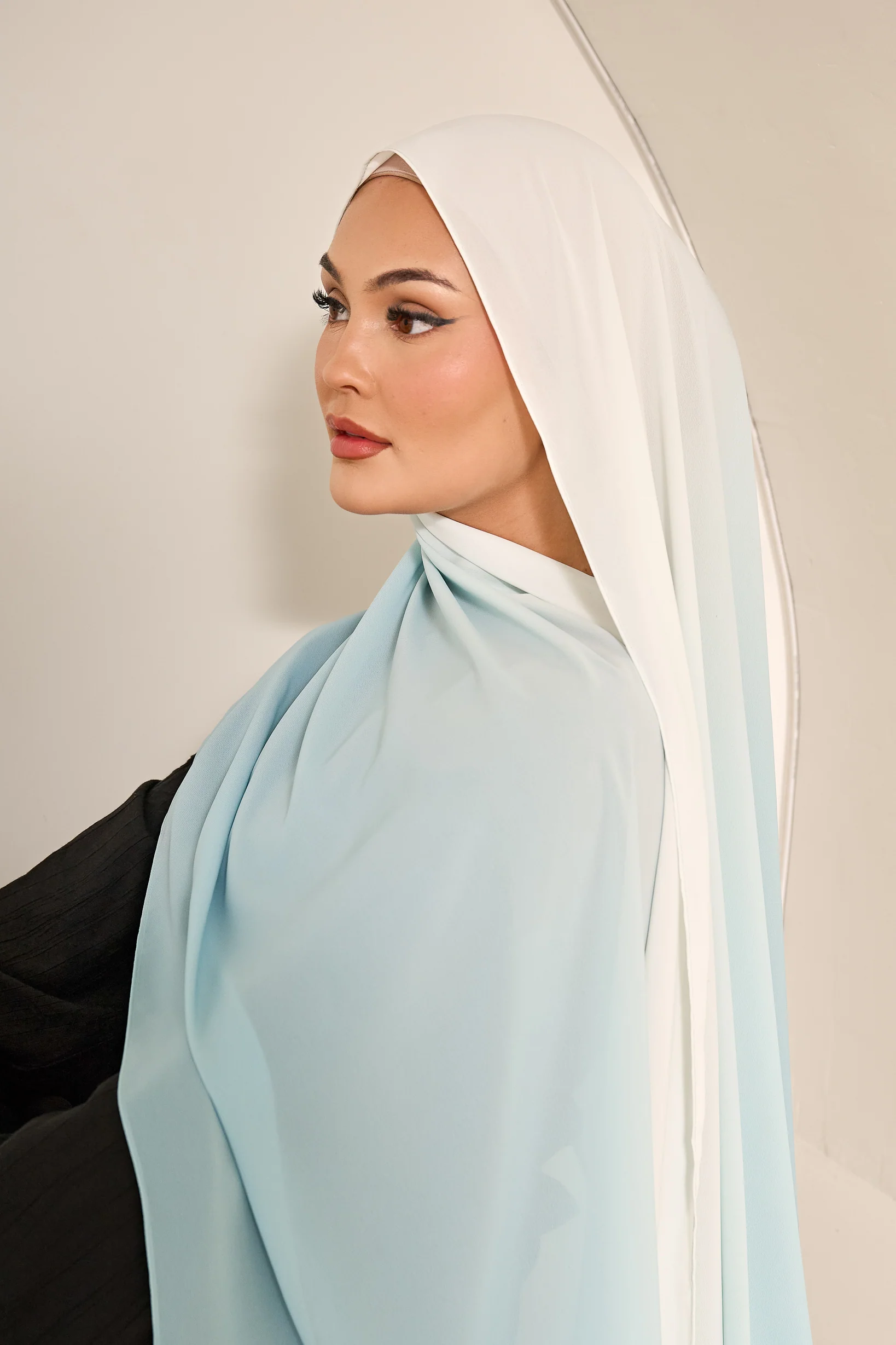 Ombre Chiffon Shawl - Shades of Blue - Image 3