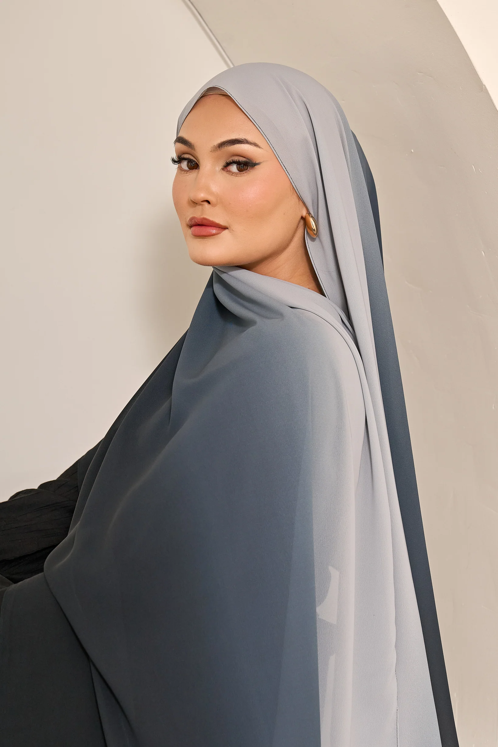 Ombre Chiffon Shawl - Shades of Blue - Image 4