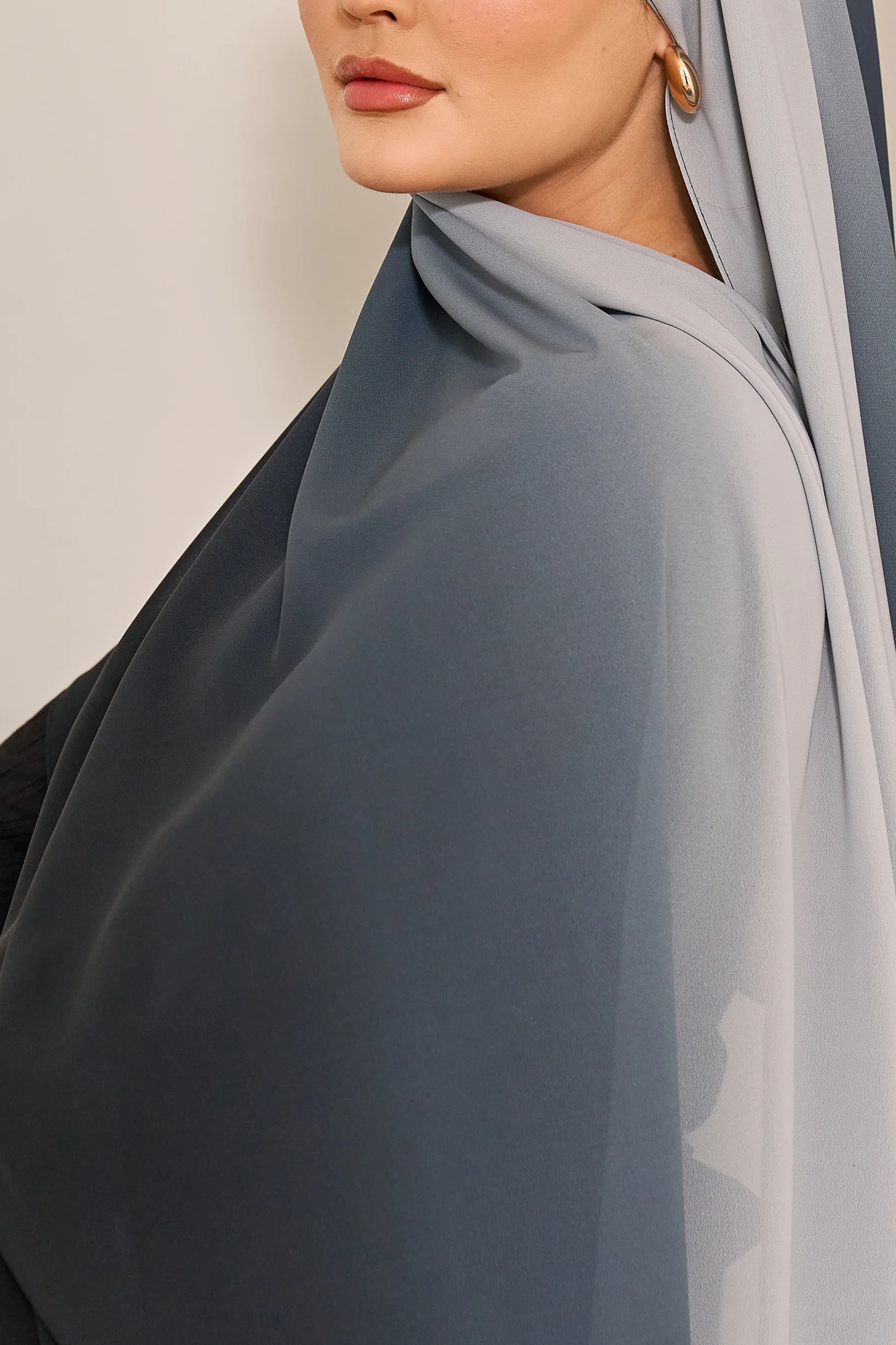 Ombre Chiffon Shawl - Shades of Blue - Image 5