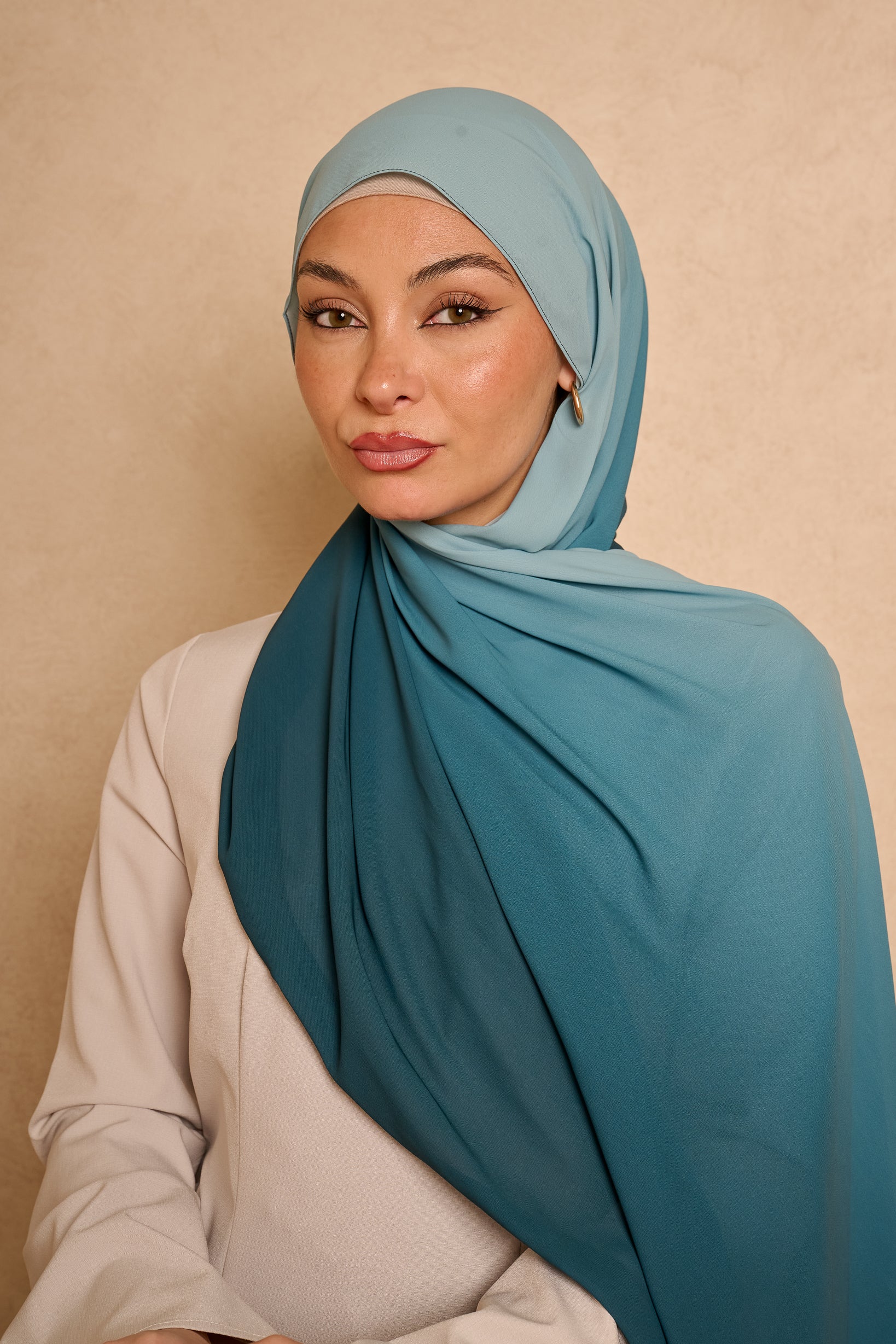 Ombre Chiffon Shawl - Shades of Blue - Image 8