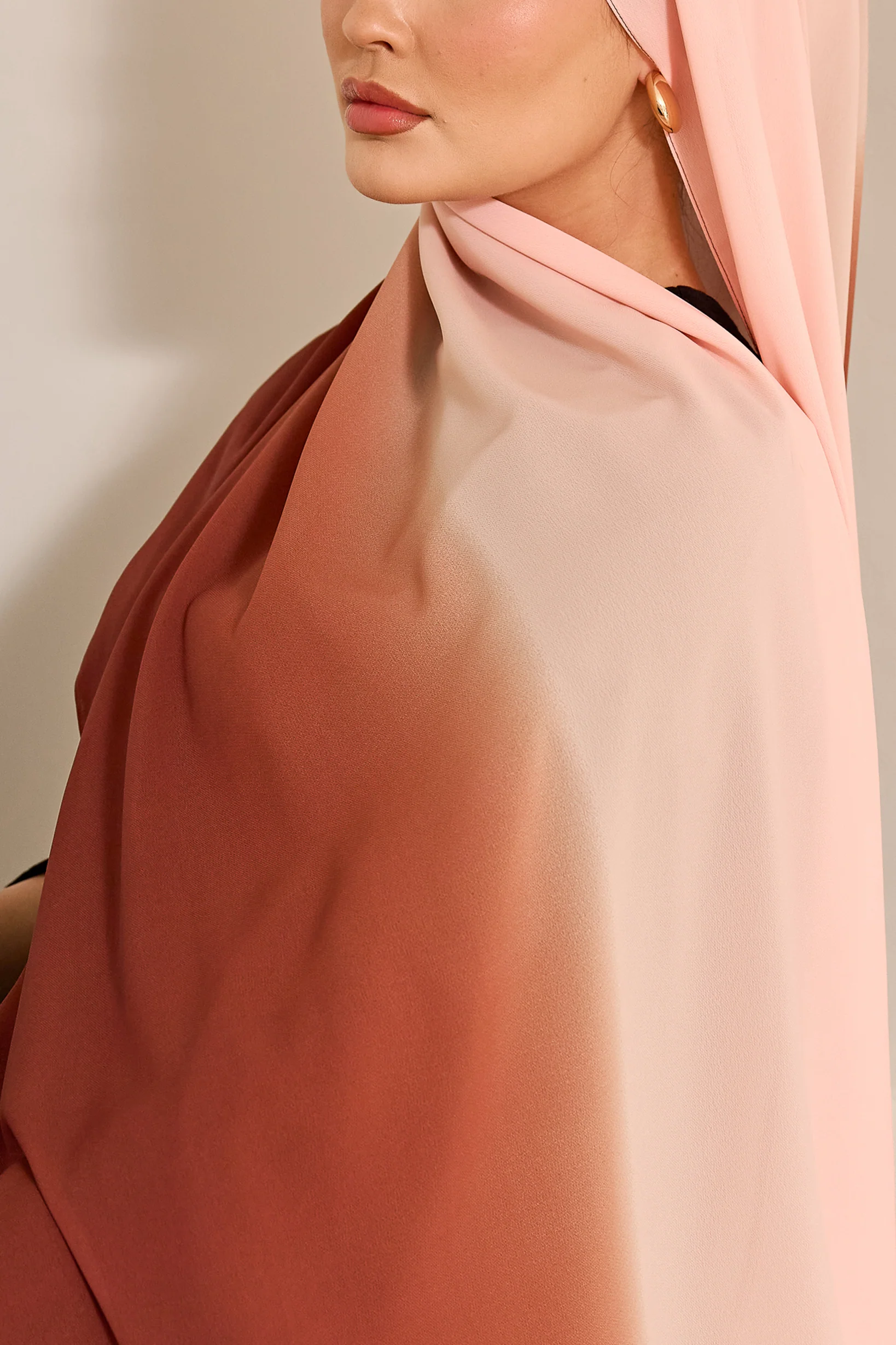 Ombre Chiffon Shawl - Shades of Orange - Image 2