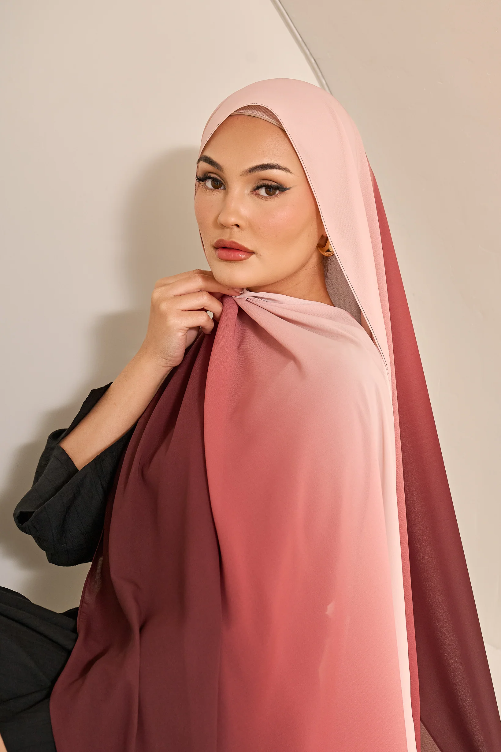 Ombre Chiffon Shawl - Shades of Orange - Image 6
