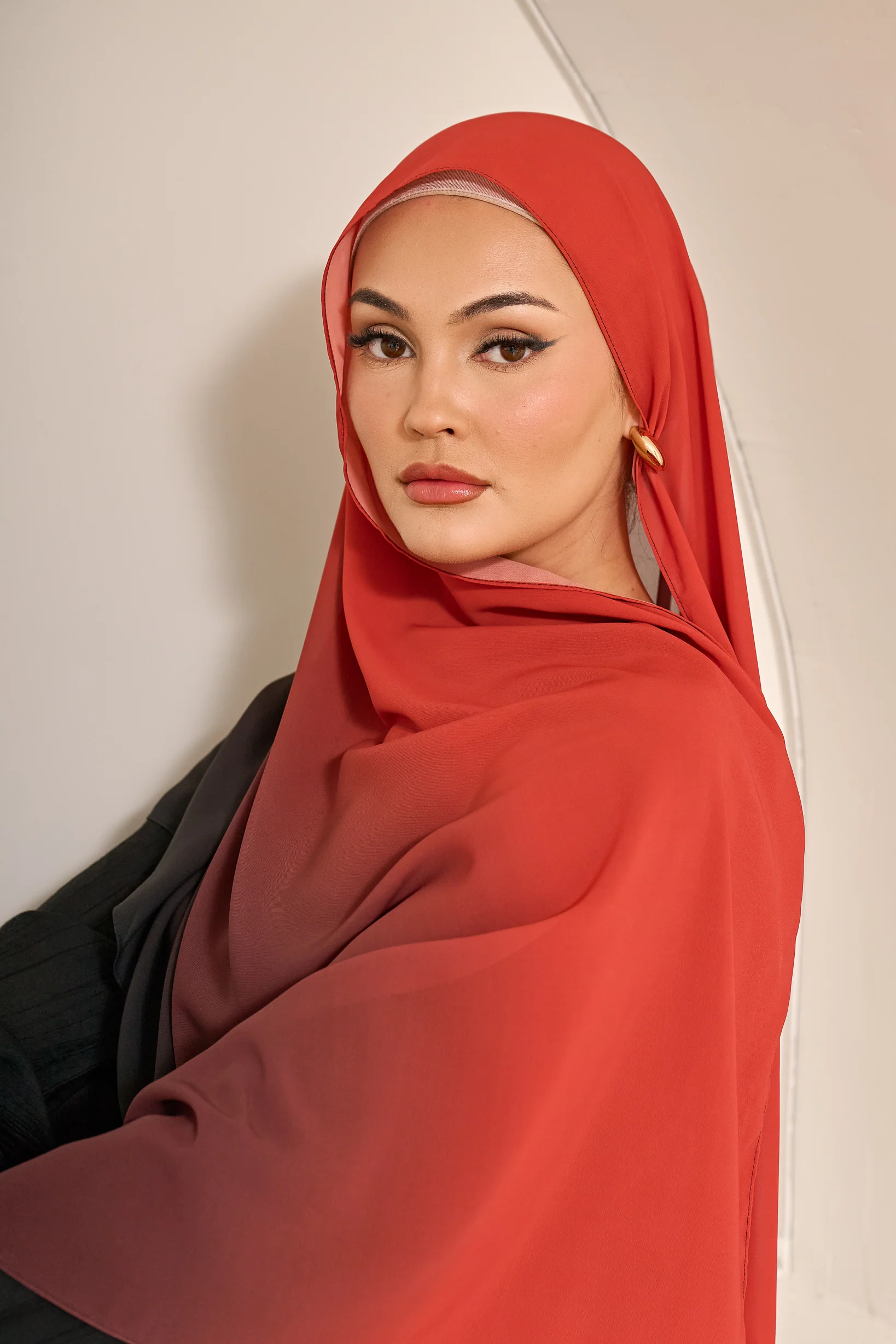 Ombre Chiffon Shawl - Shades of Orange - Image 7