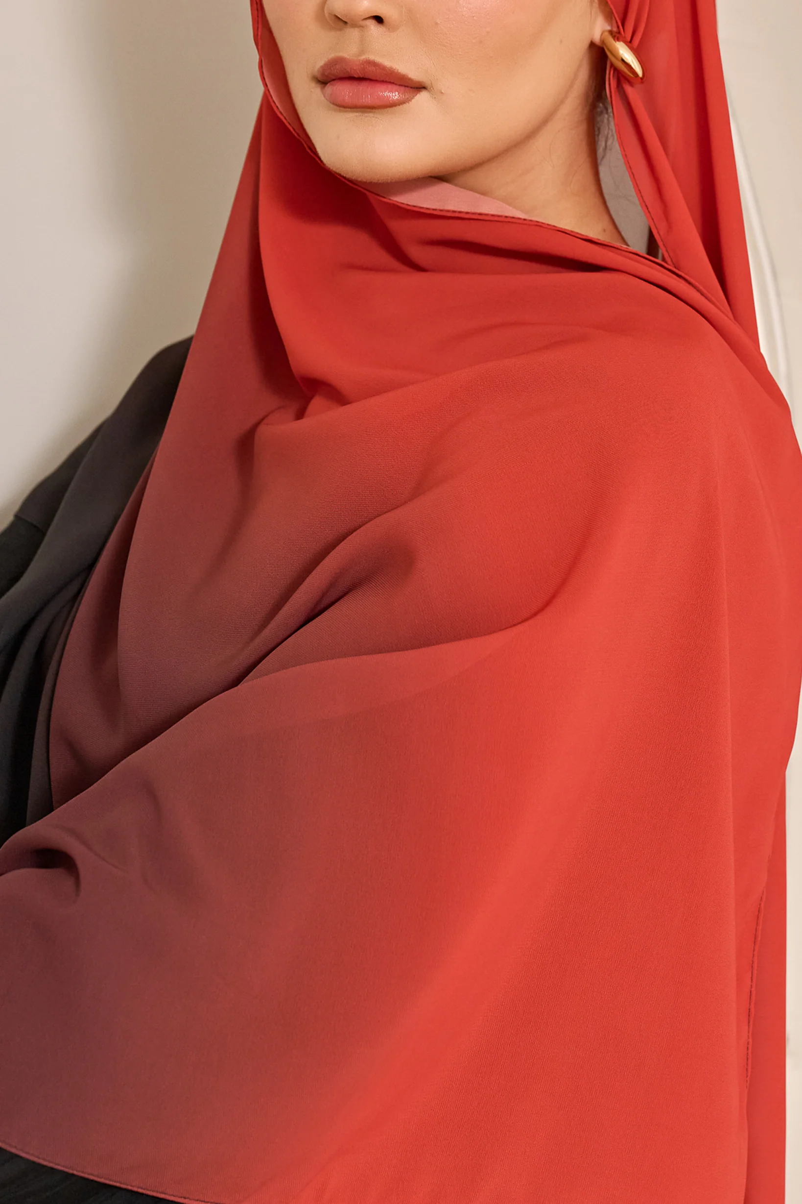 Ombre Chiffon Shawl - Shades of Orange - Image 8