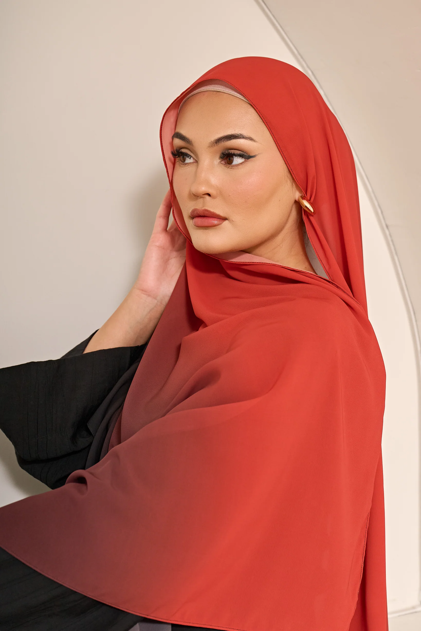 Ombre Chiffon Shawl - Shades of Orange - Image 9