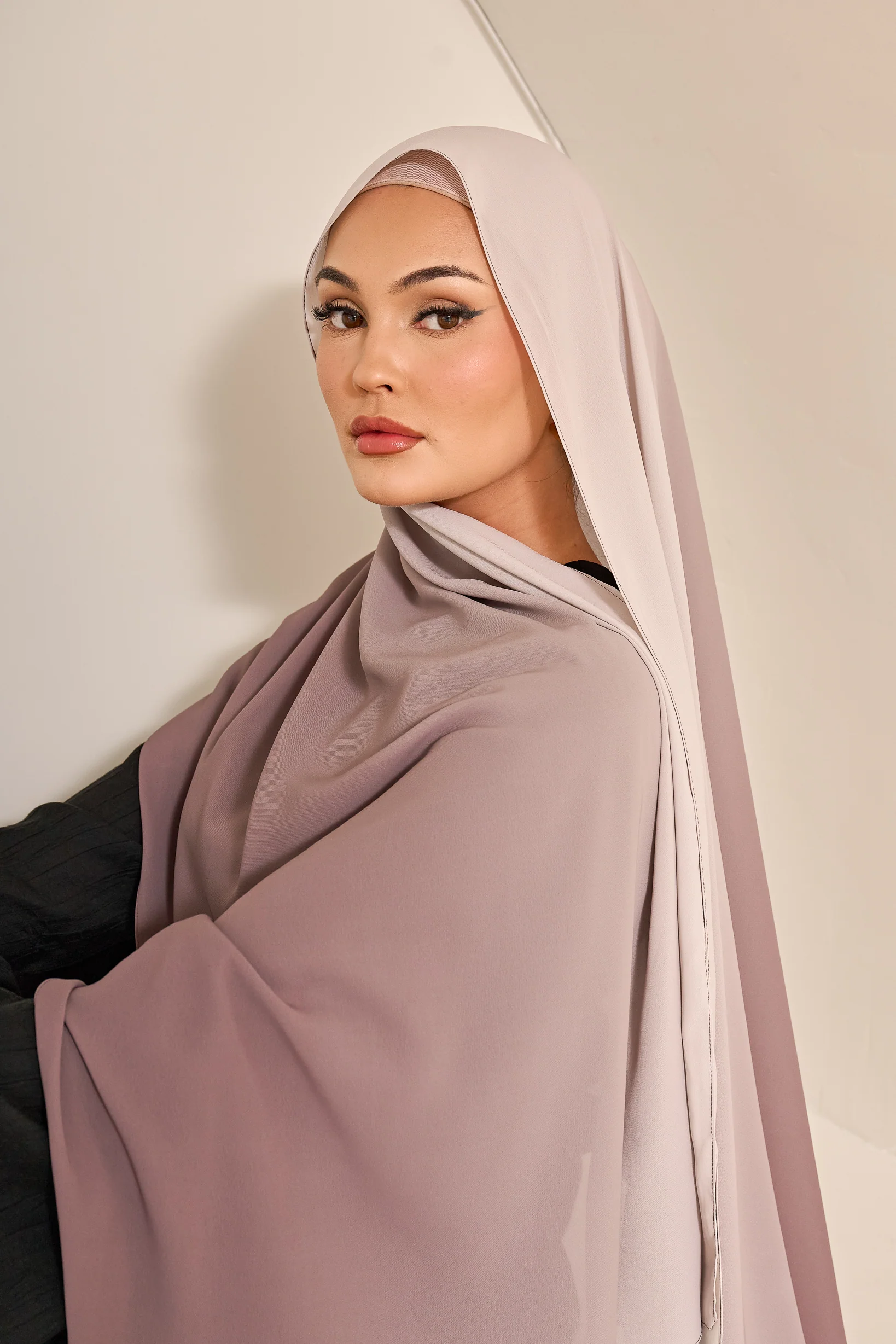 Ombre Chiffon Shawl - Shades of White