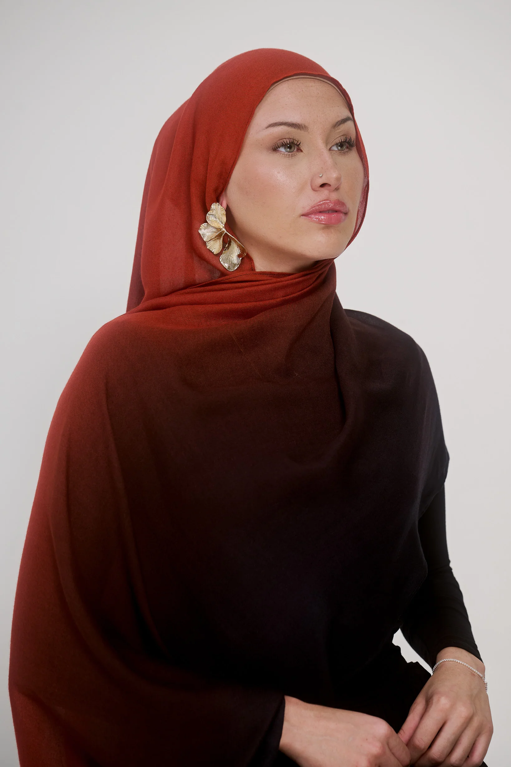 Ombre Modal Shawl - Shades of Red - Image 2