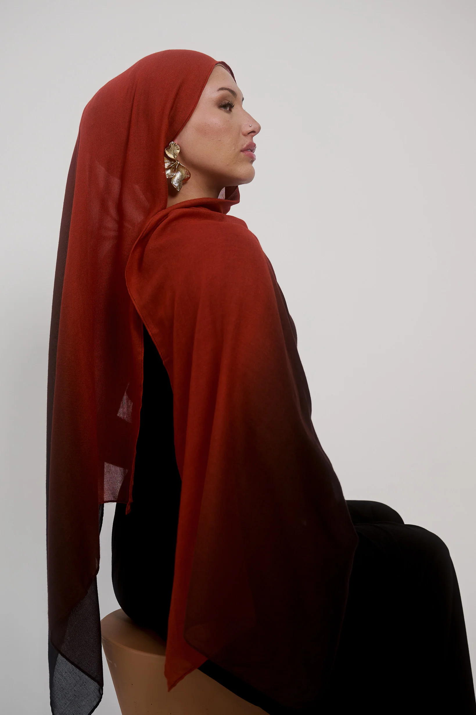 Ombre Modal Shawl - Shades of Red - Image 3