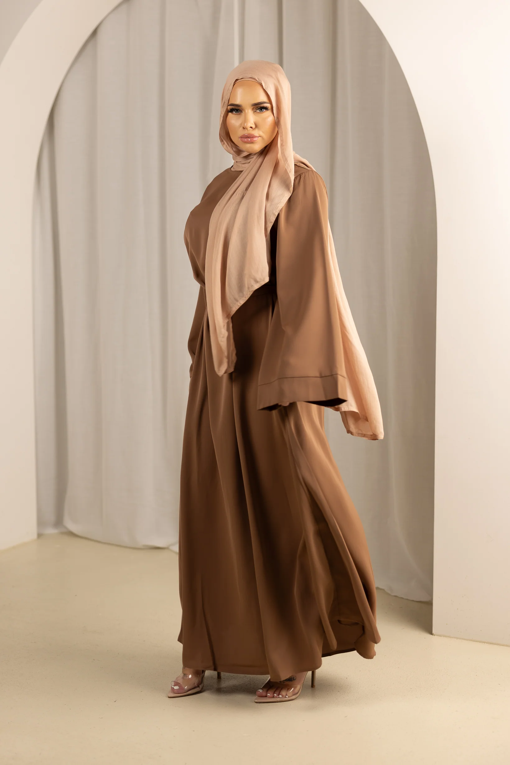Open Sleeve Abaya - Shades of Brown - Image 12
