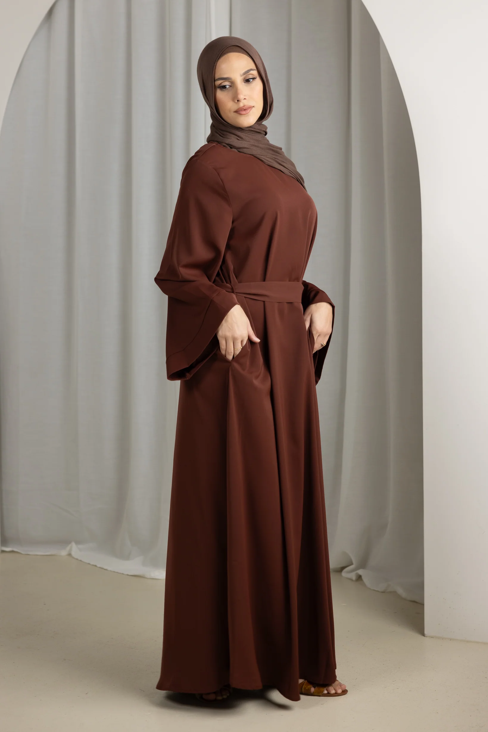 Open Sleeve Abaya - Shades of Brown - Image 2