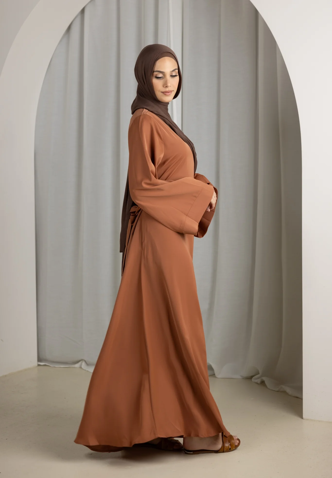 Open Sleeve Abaya - Shades of Brown - Image 28