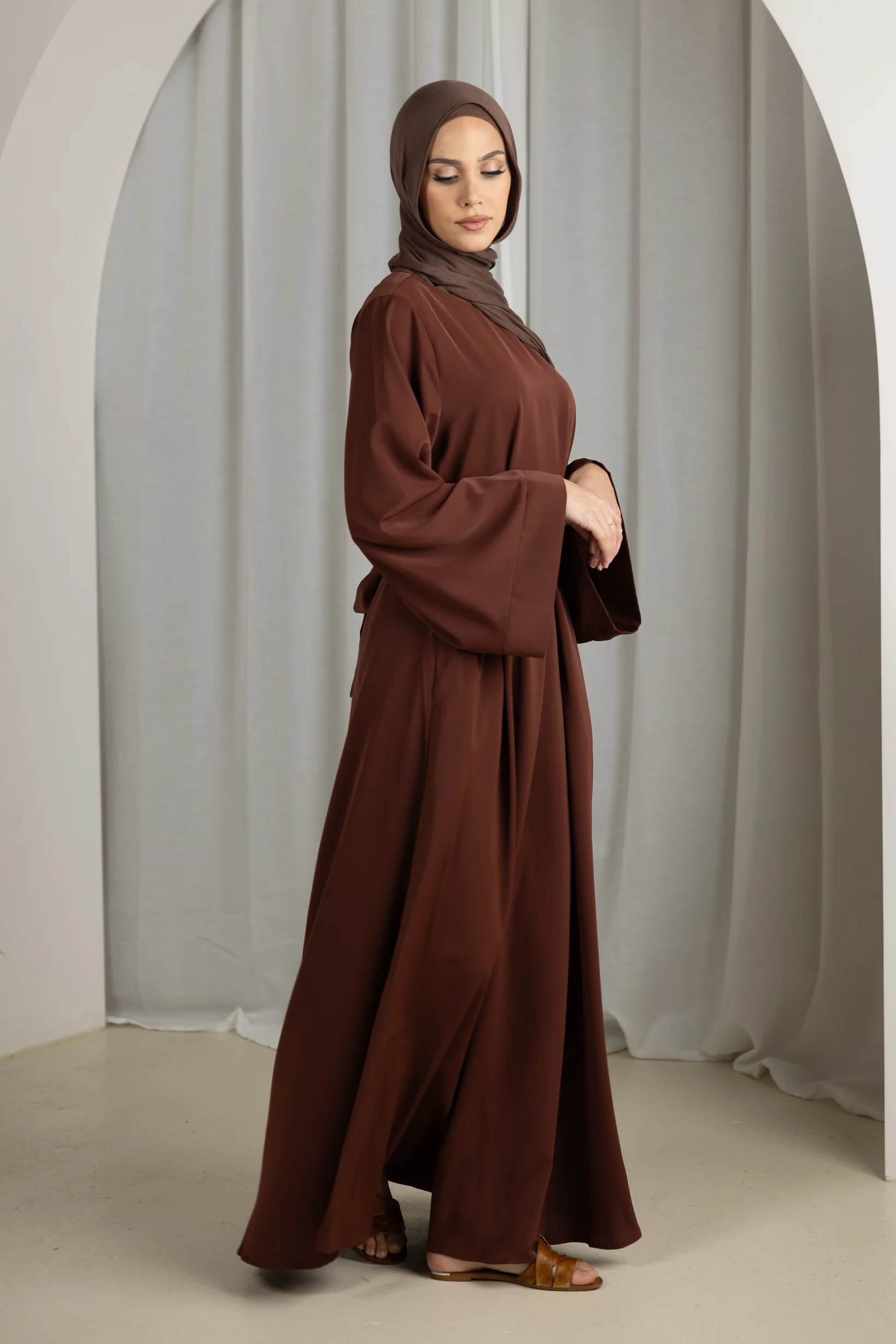 Open Sleeve Abaya - Shades of Brown - Image 5