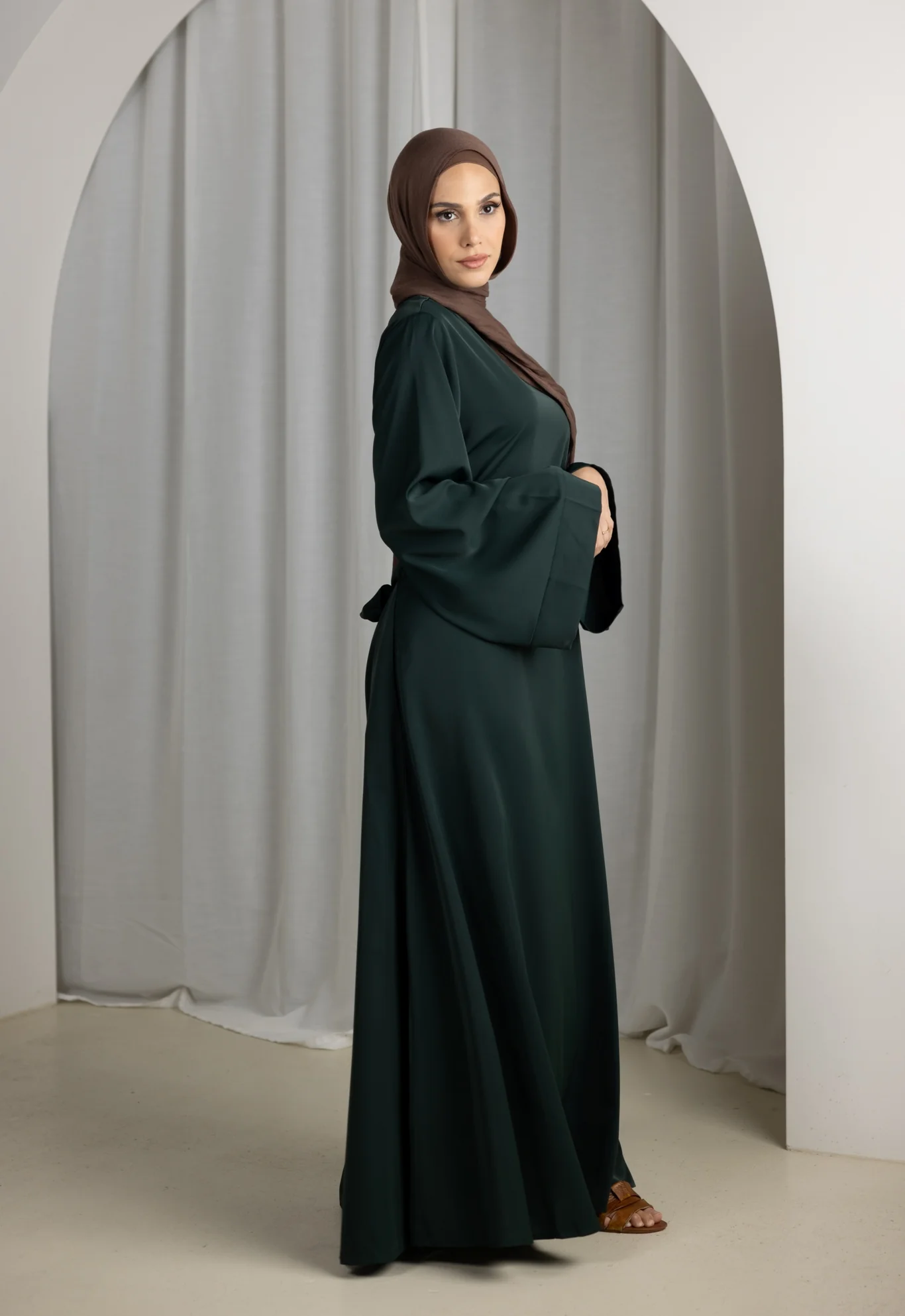 Open Sleeve Abaya - Shades of Green - Image 31