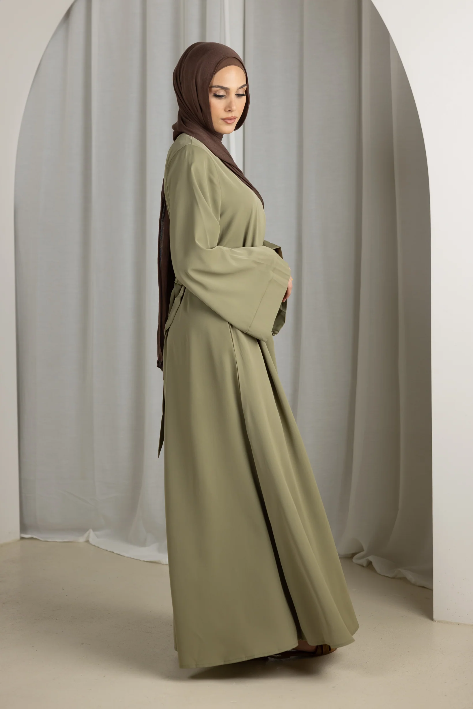 Open Sleeve Abaya - Shades of Green - Image 4