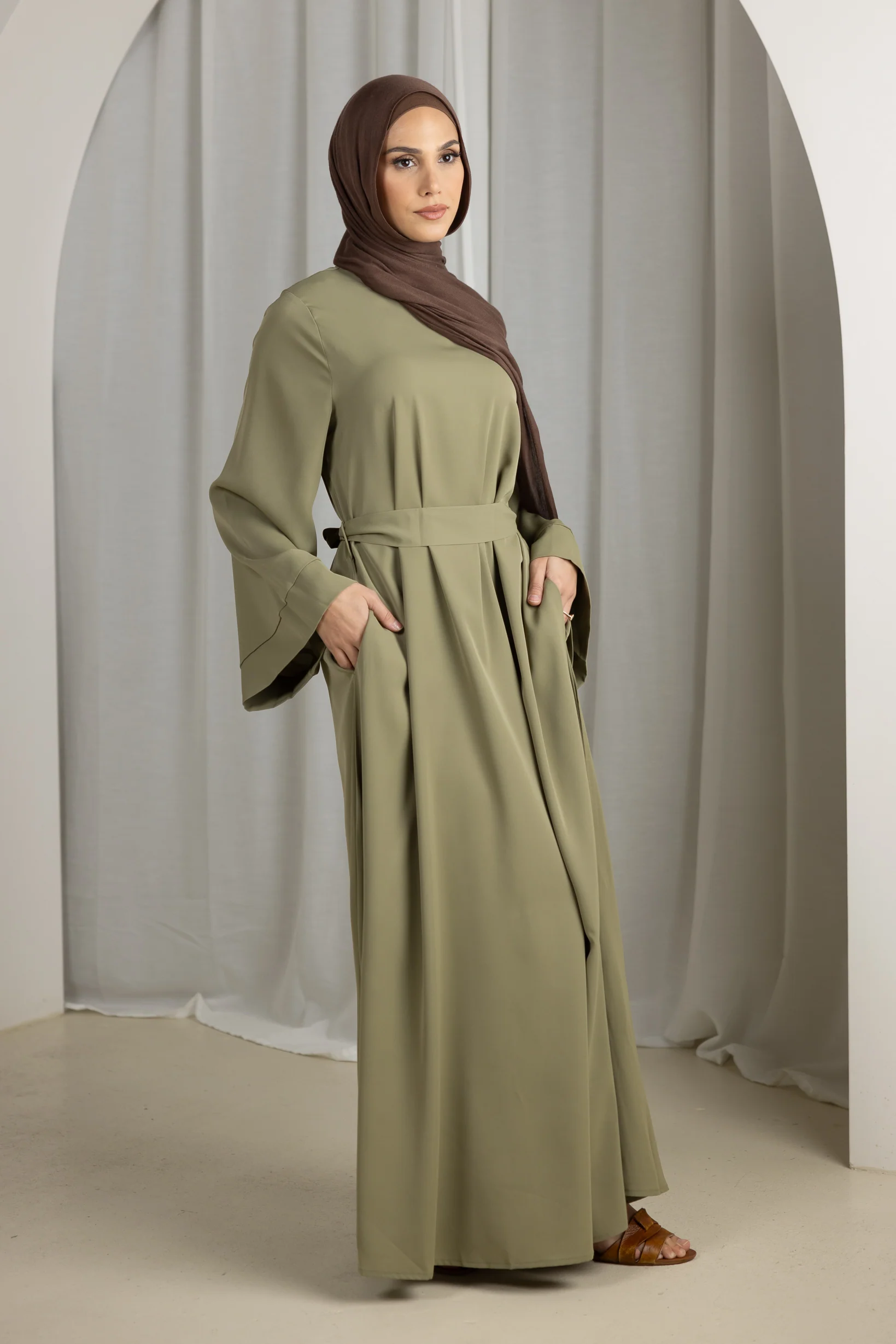 Open Sleeve Abaya - Shades of Green - Image 5