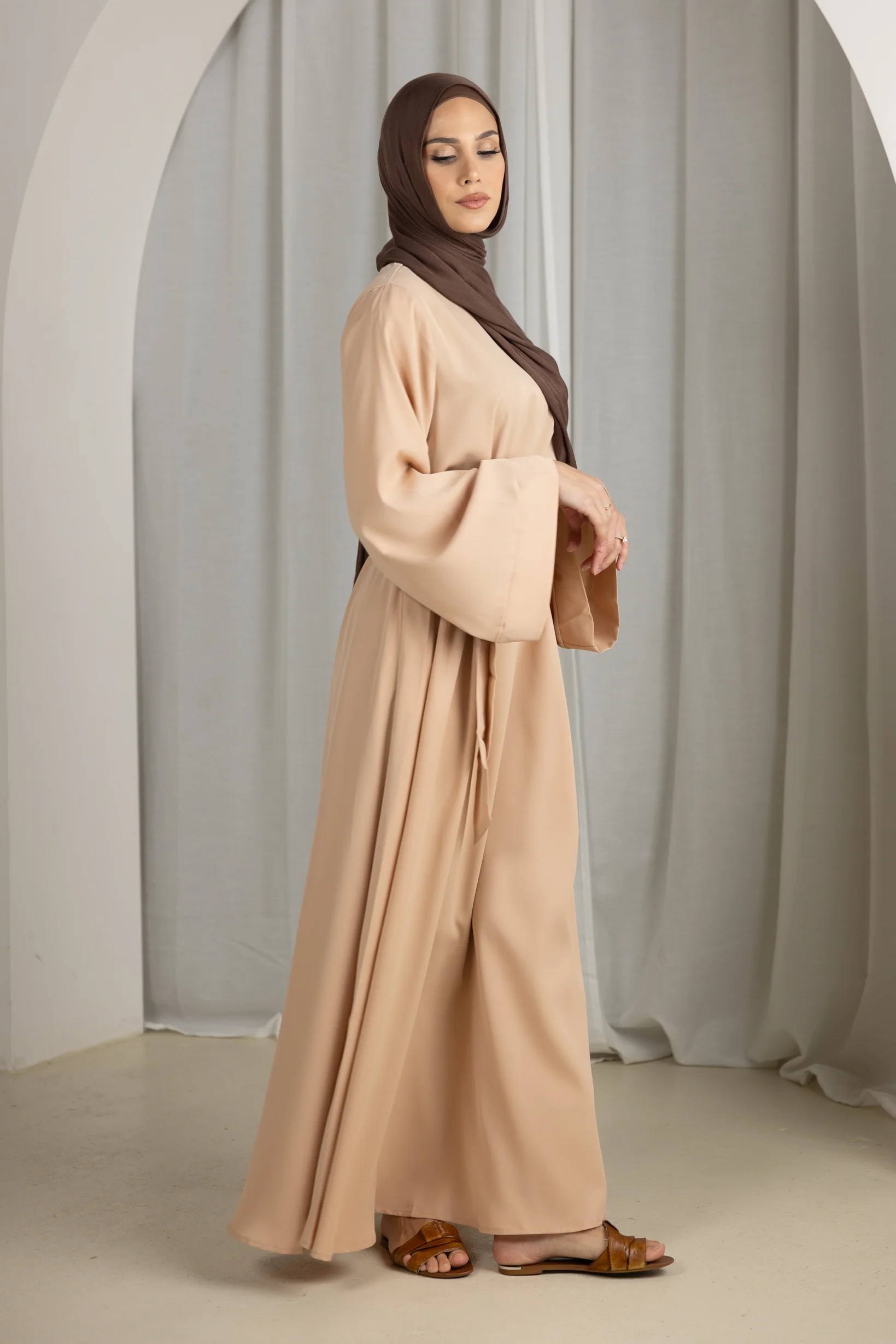 Open Sleeve Abaya - Shades of Nude - Image 3