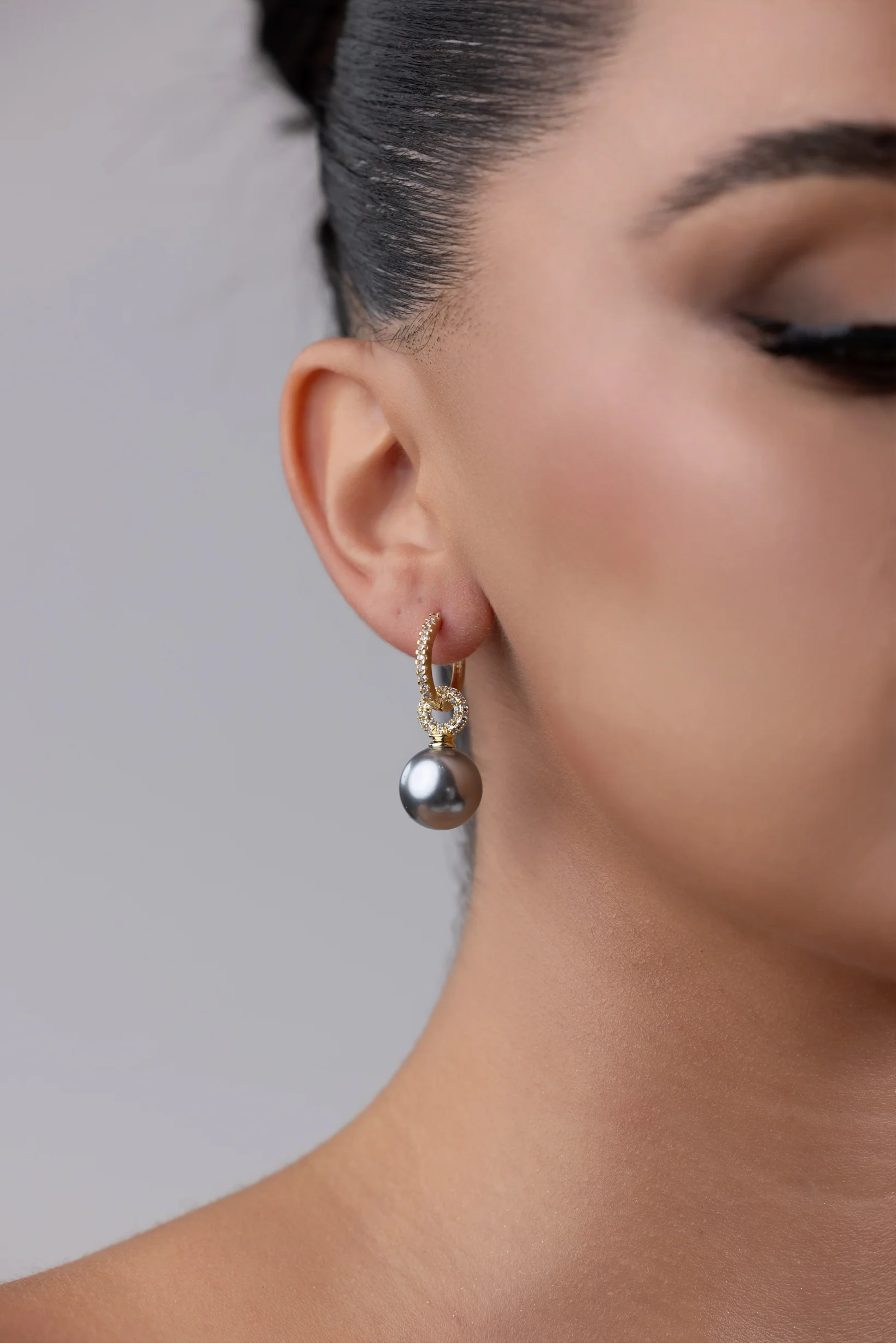 Pearl Hoop Earrings - Image 3