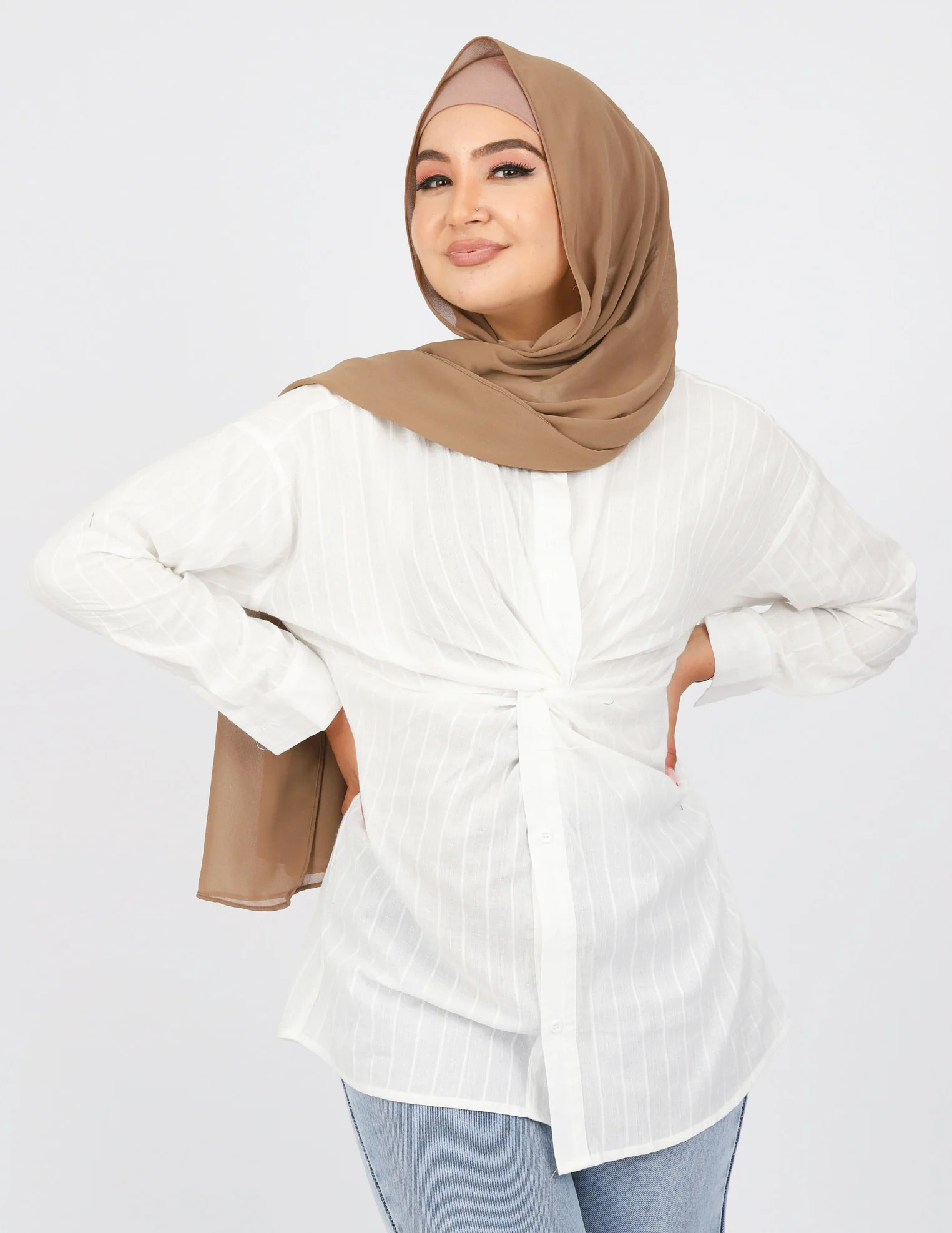 Pin Stripe Detailed Knot Shirt - Image 4