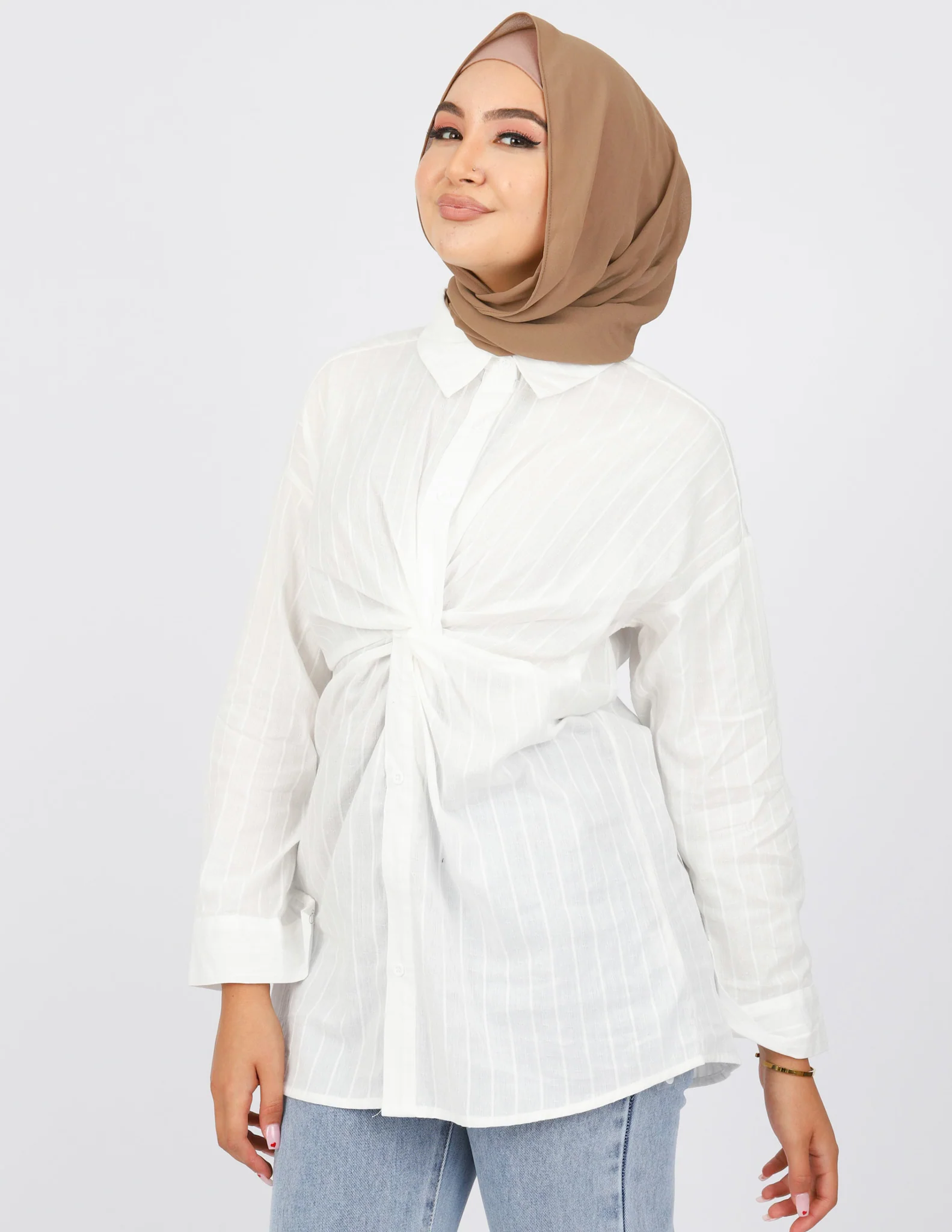 Pin Stripe Detailed Knot Shirt - Image 5