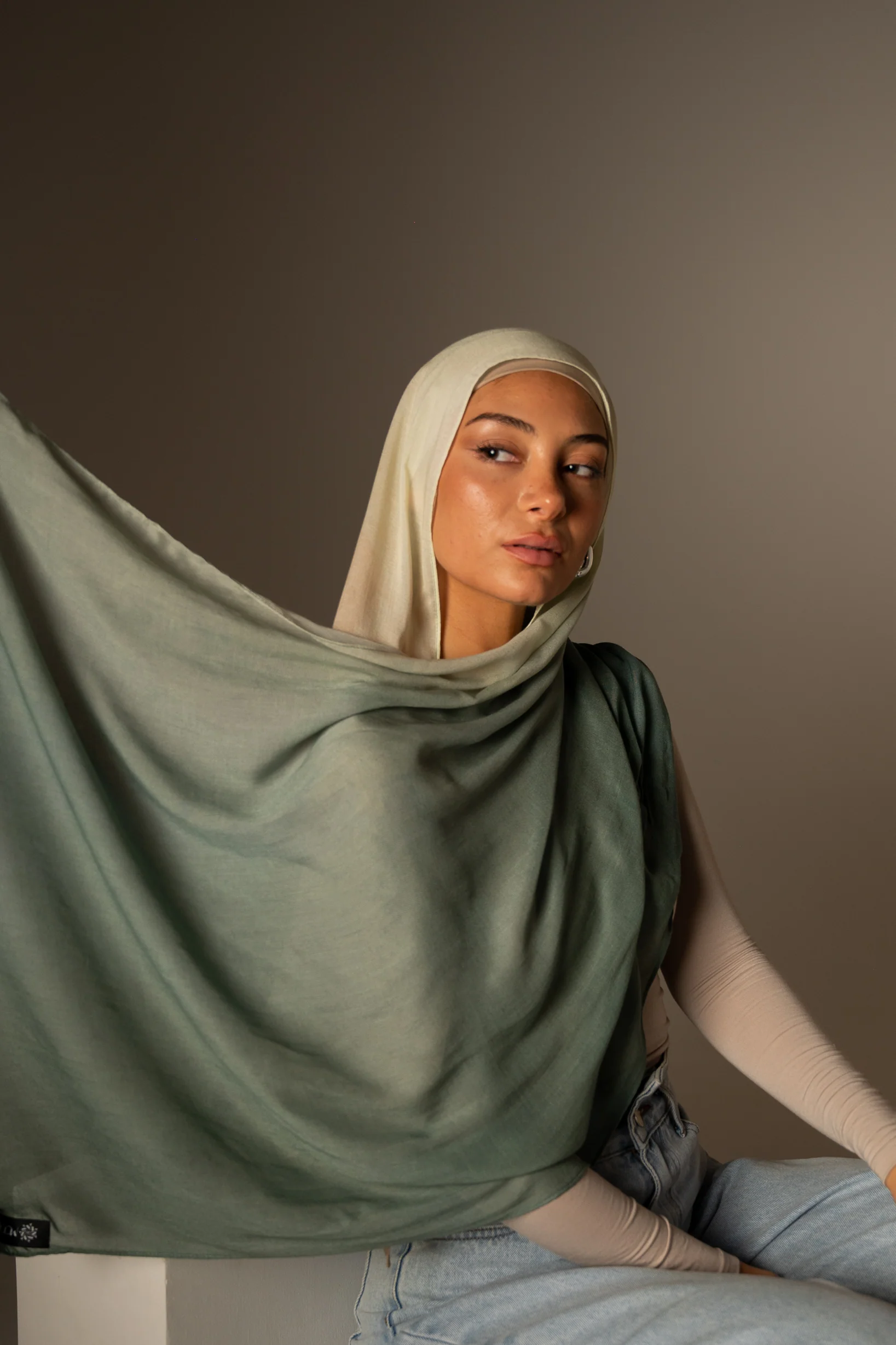 Printed Modal Shawl - Shades of Green - Image 8