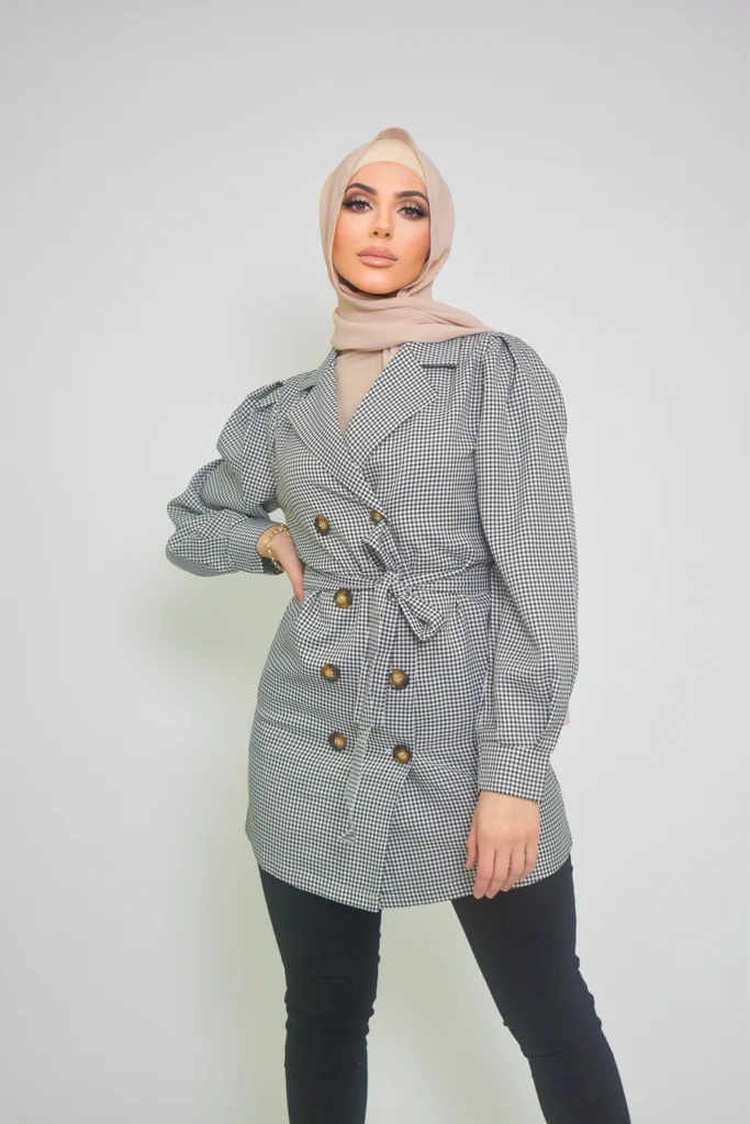 Pristine Check Trench Jacket - Image 7