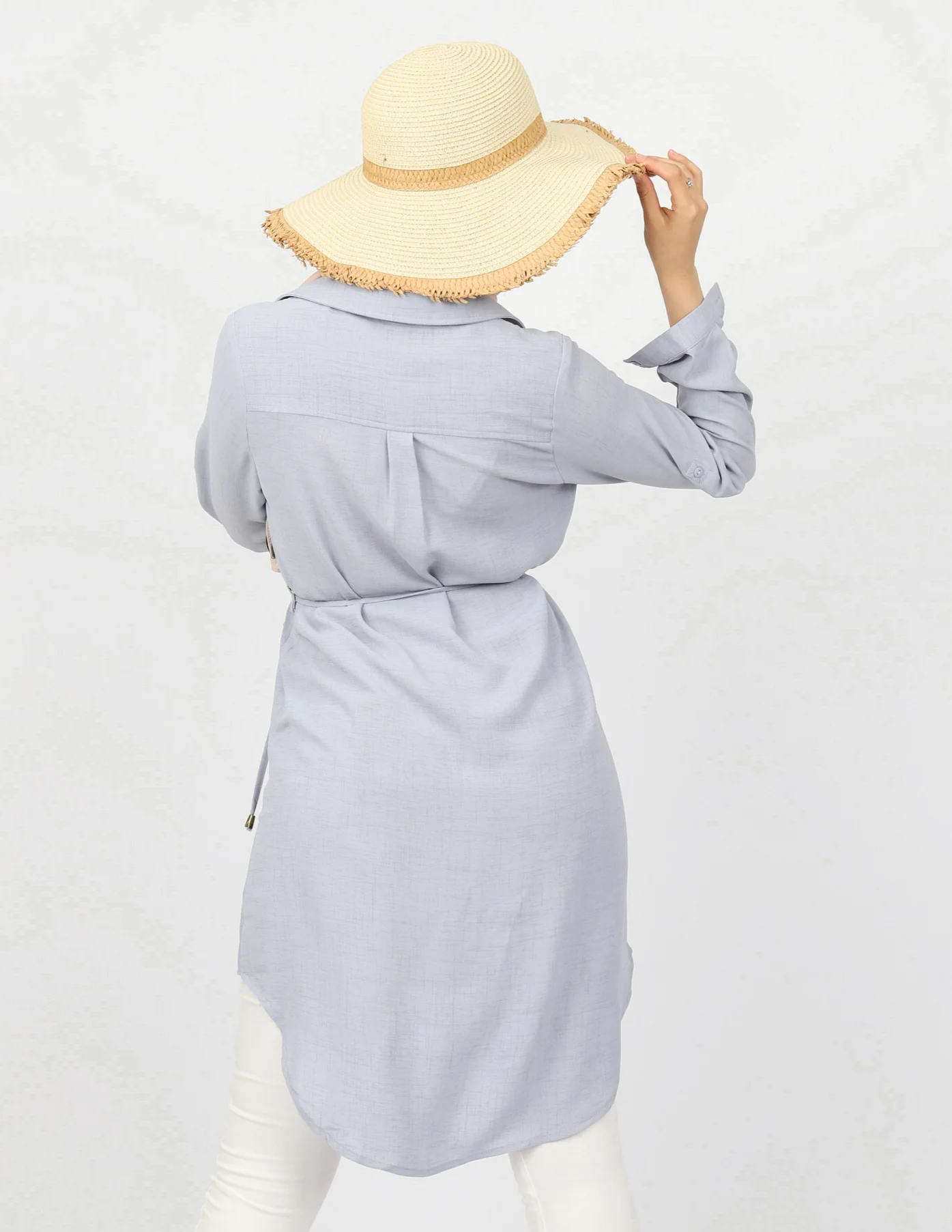 Roll Sleeve Loop Top - Light Shades - Image 11